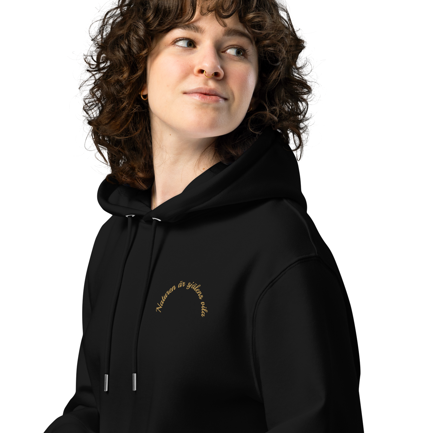 Unisex Essential Eco Hoodie – "Naturen är Själens Vila" (broderad på bröstet)
