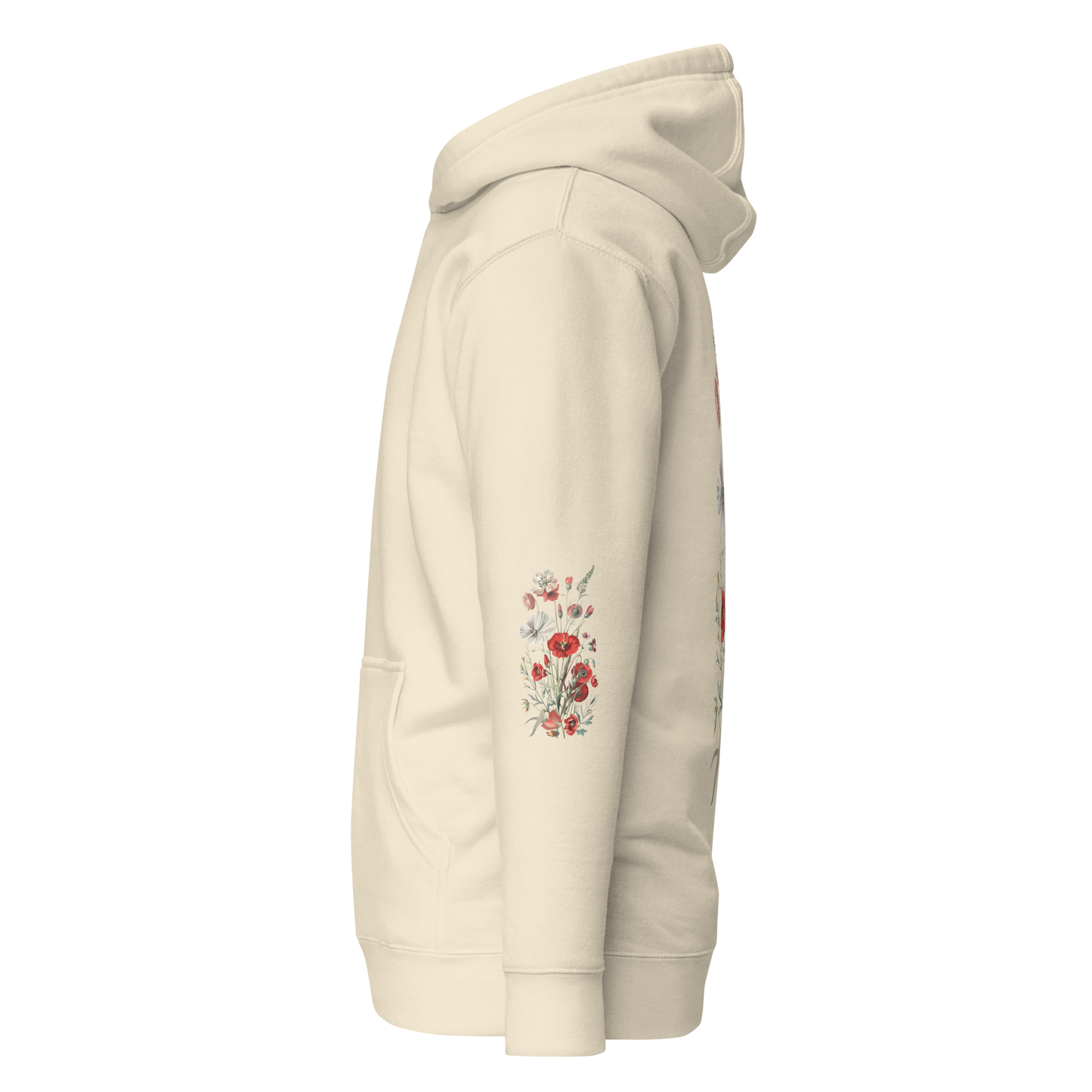 Unisex Premium Hoodie – Vilda Blommor i Rött