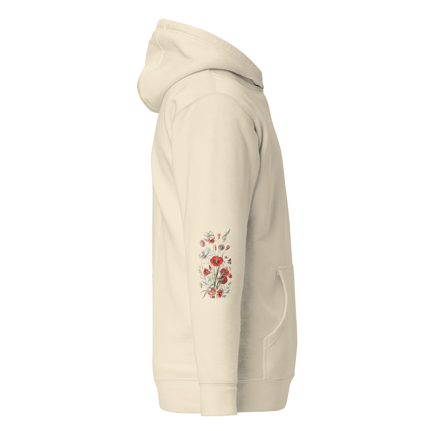 Unisex Premium Hoodie – Vilda Blommor i Rött