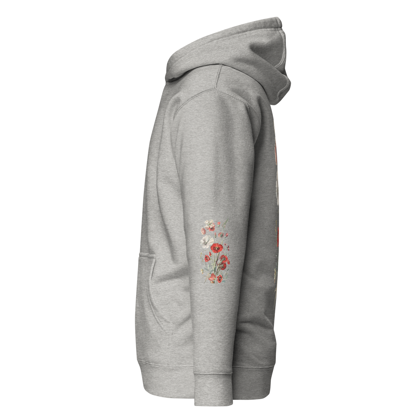 Unisex Premium Hoodie – Vilda Blommor i Rött