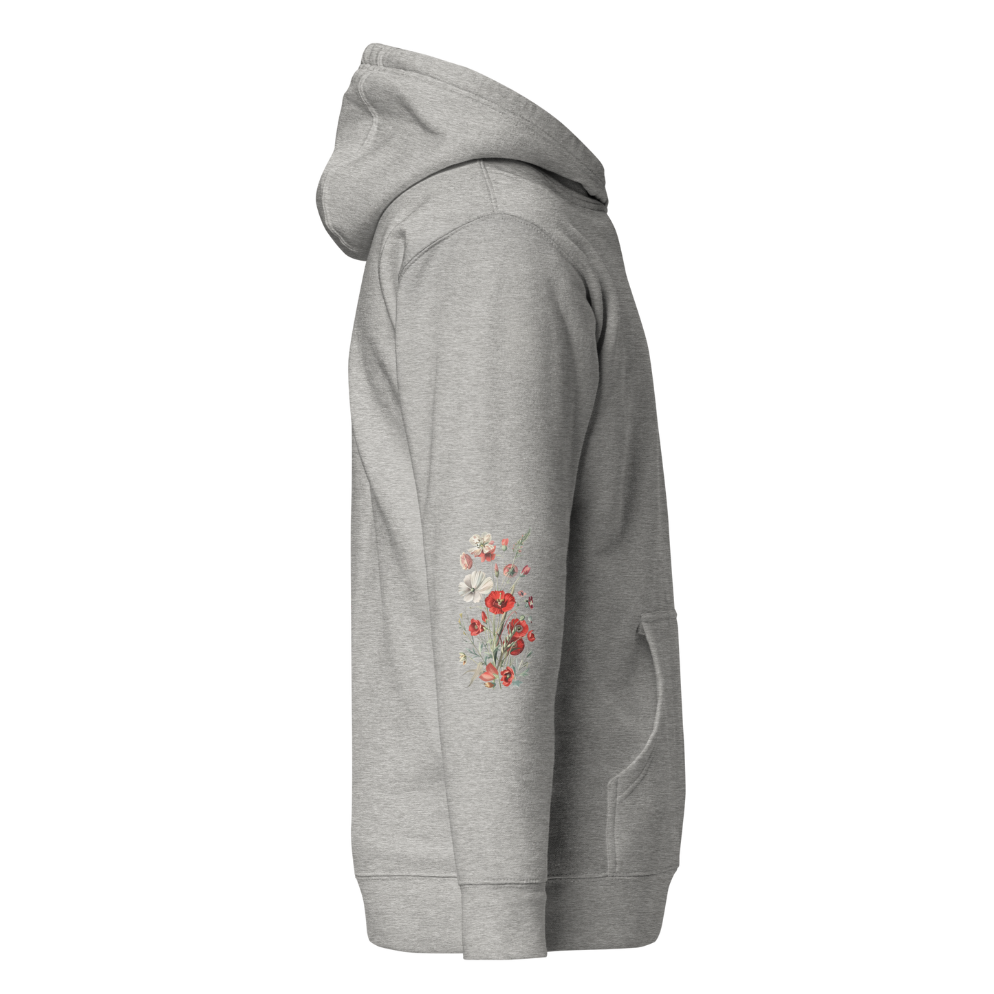 Unisex Premium Hoodie – Vilda Blommor i Rött