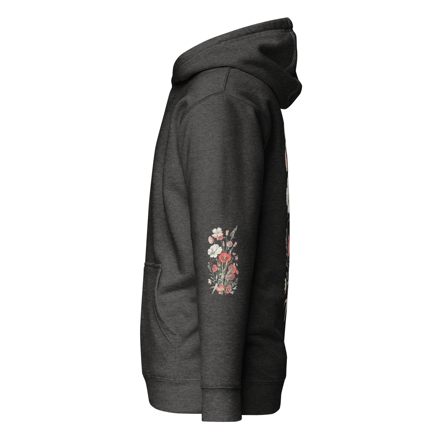 Unisex Premium Hoodie – Vilda Blommor i Rött