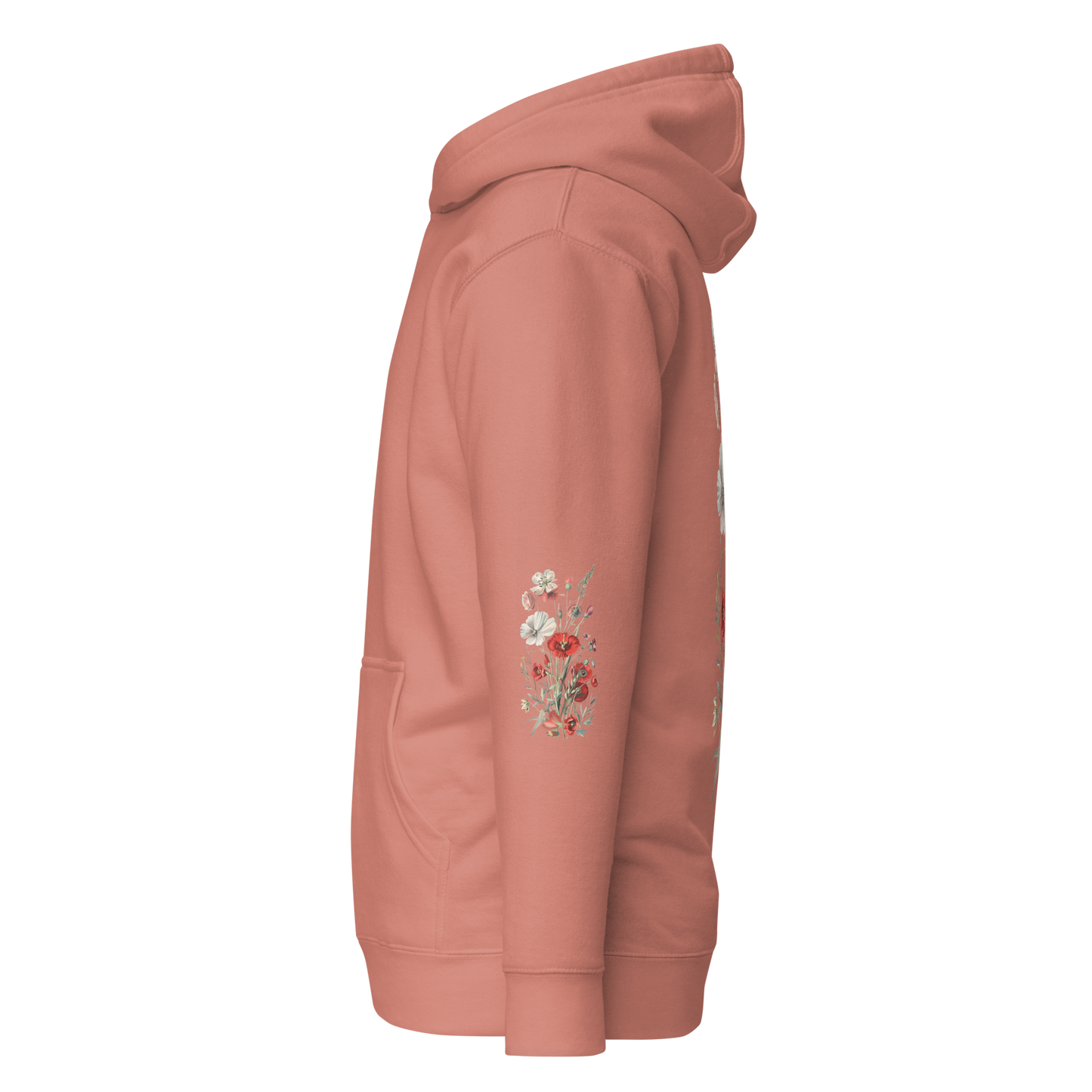 Unisex Premium Hoodie – Vilda Blommor i Rött