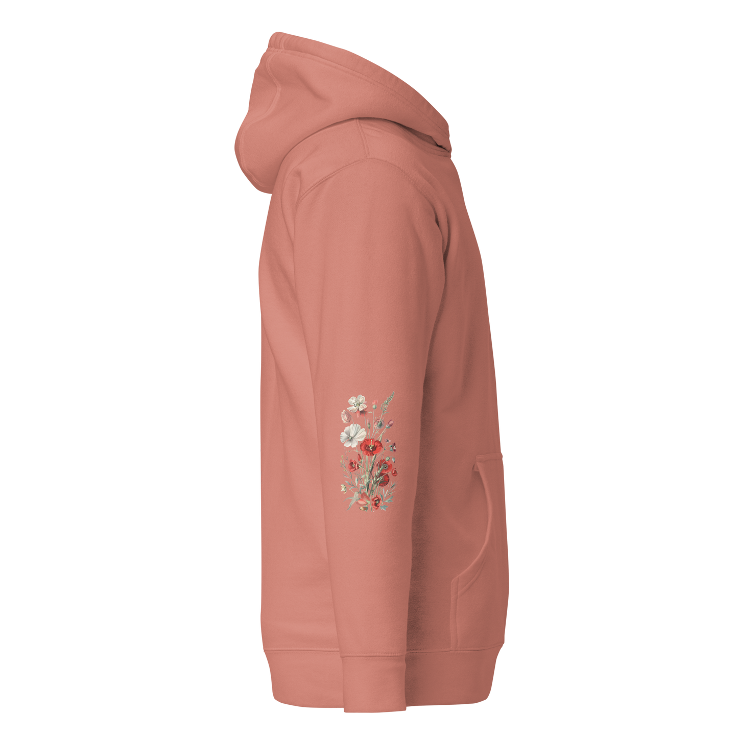 Unisex Premium Hoodie – Vilda Blommor i Rött