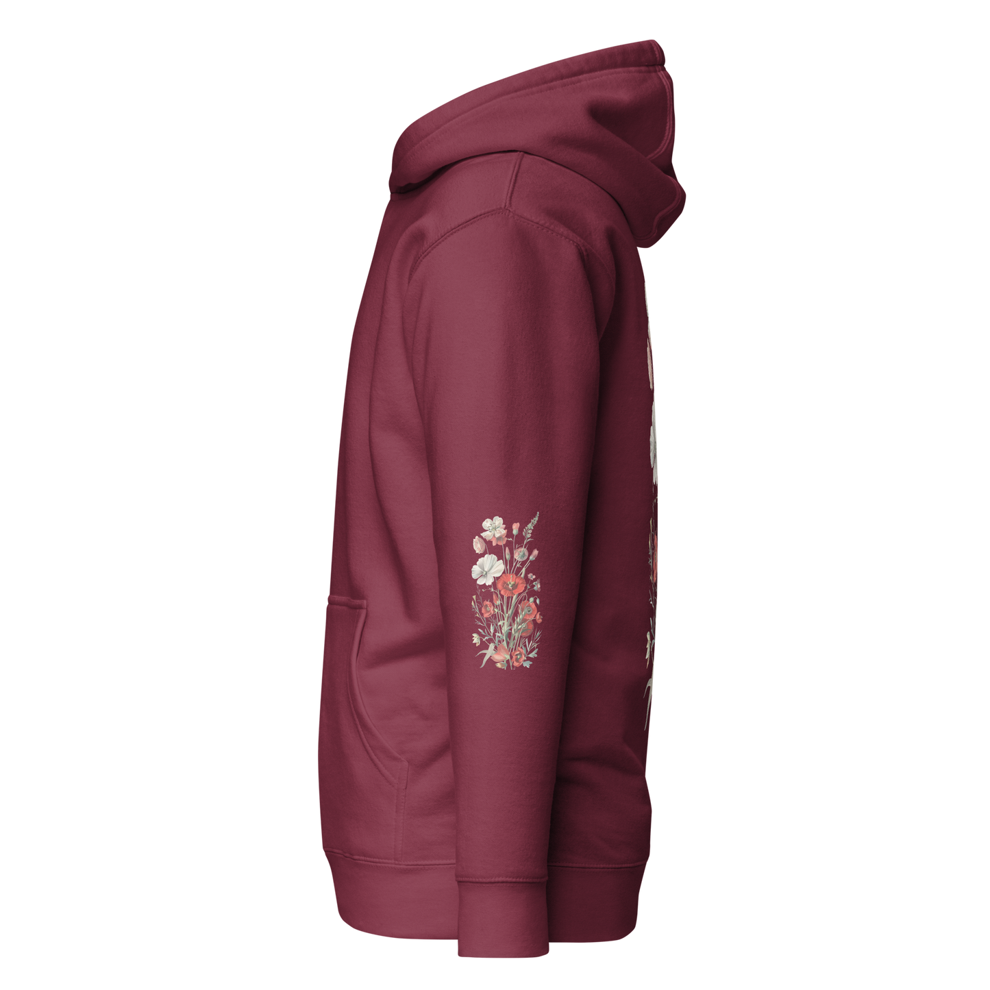 Unisex Premium Hoodie – Vilda Blommor i Rött