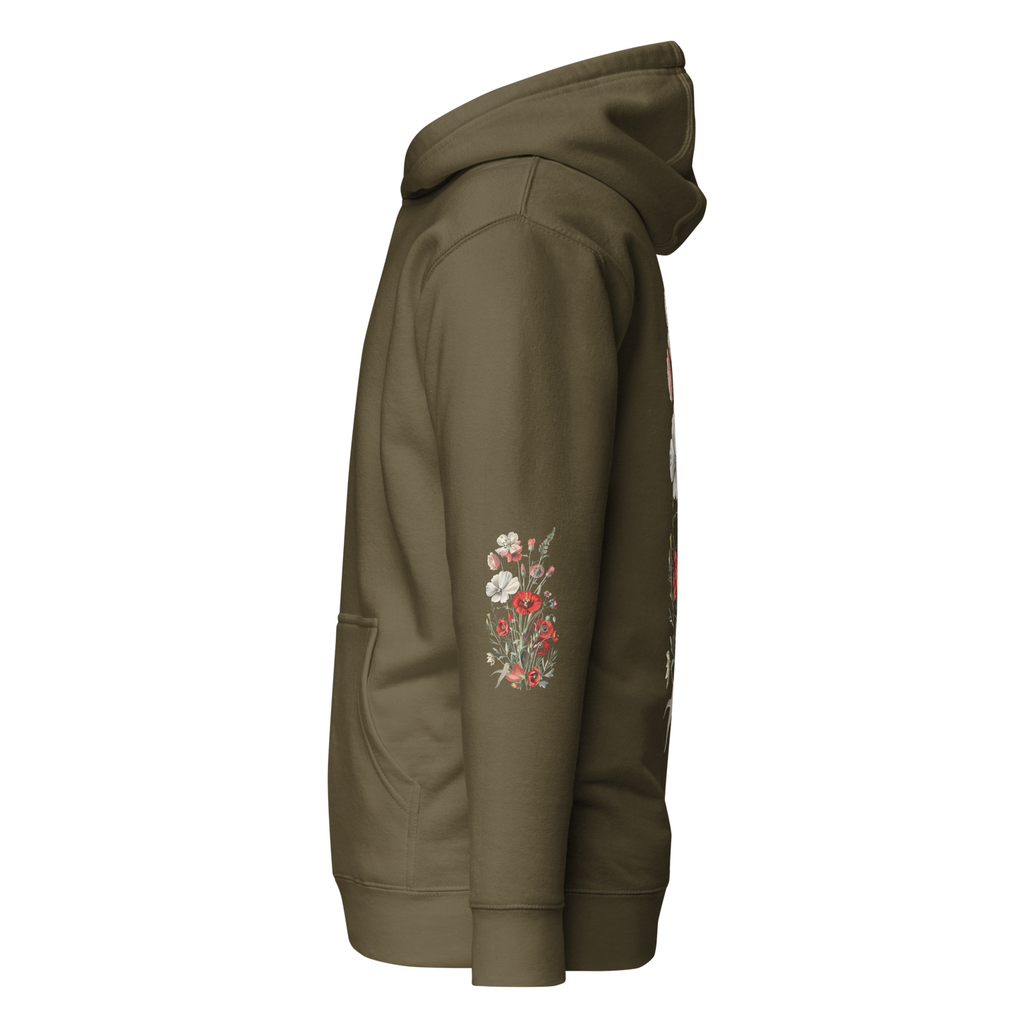 Unisex Premium Hoodie – Vilda Blommor i Rött