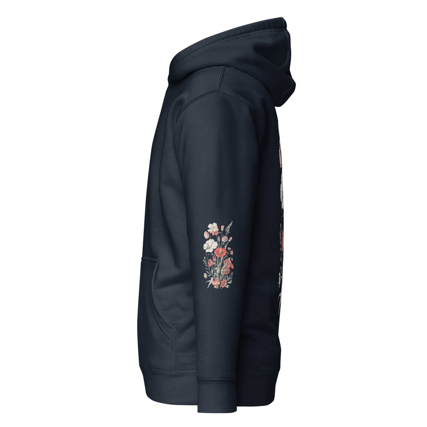 Unisex Premium Hoodie – Vilda Blommor i Rött