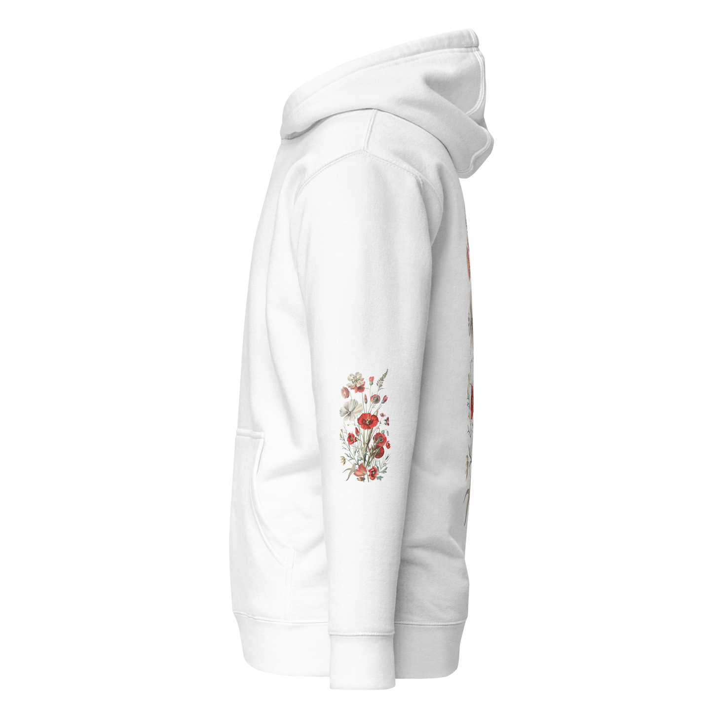 Unisex Premium Hoodie – Vilda Blommor i Rött