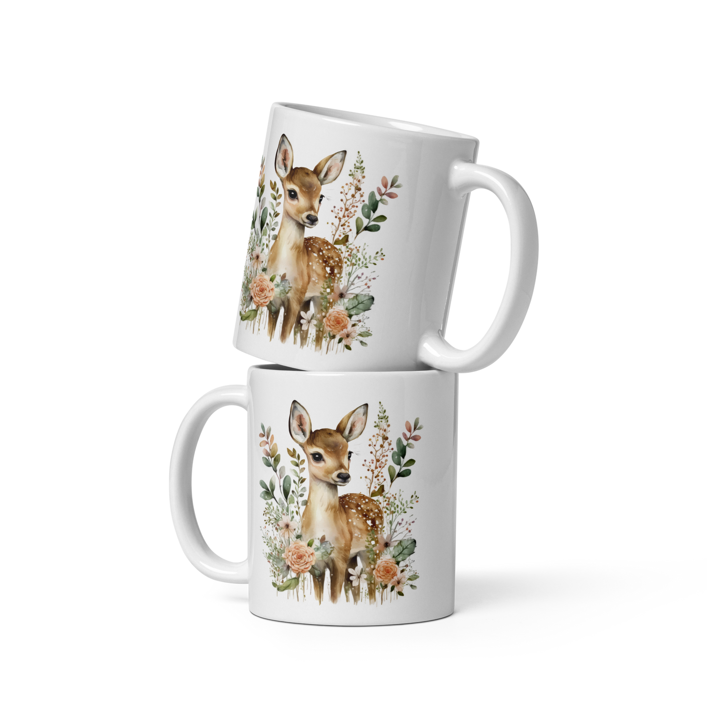 Vit Blank Mugg - Sött Rådjur