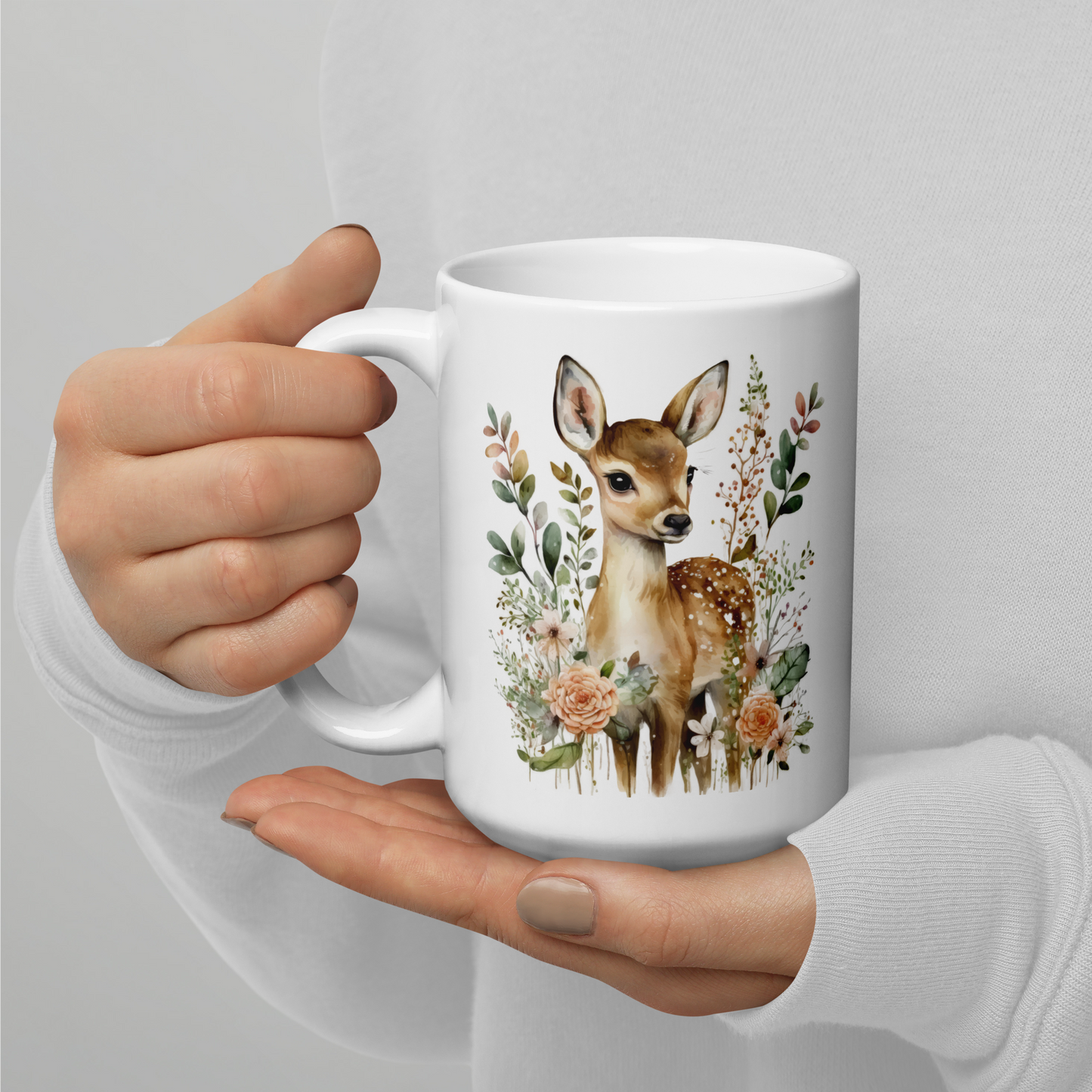 Vit Blank Mugg - Sött Rådjur