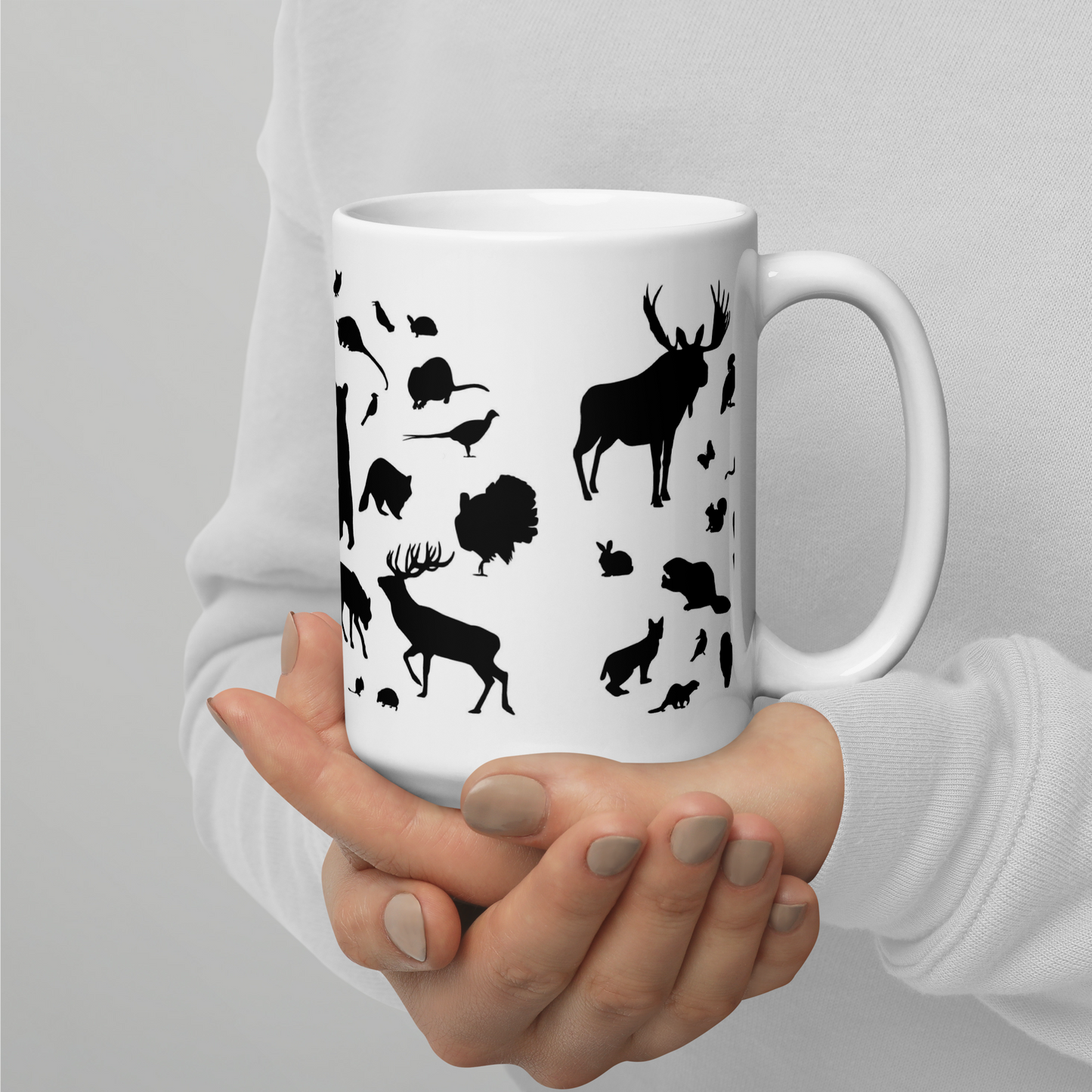 Vit Blank Mugg - Djursiluetter