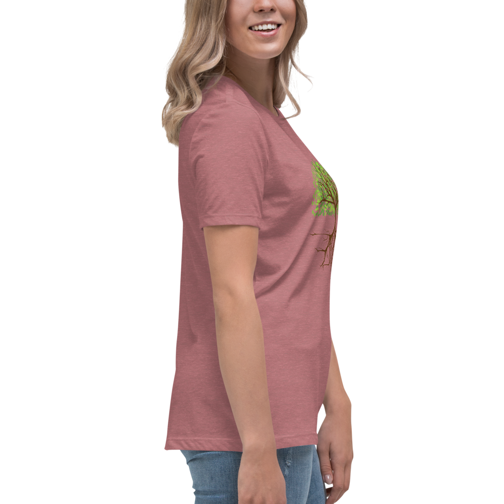 Avslappnad T-shirt för Kvinnor – Trädrötter Design