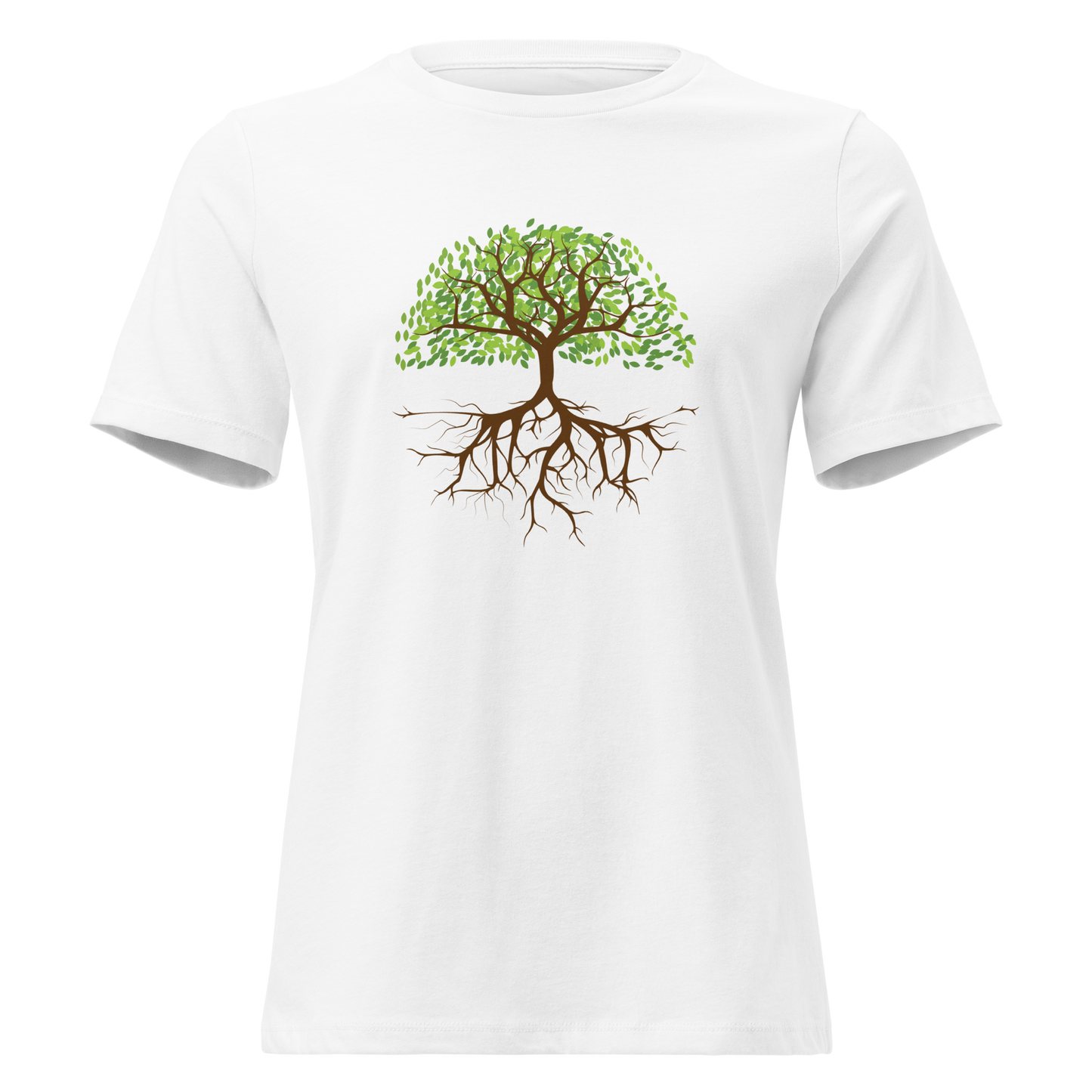 Avslappnad T-shirt för Kvinnor – Trädrötter Design