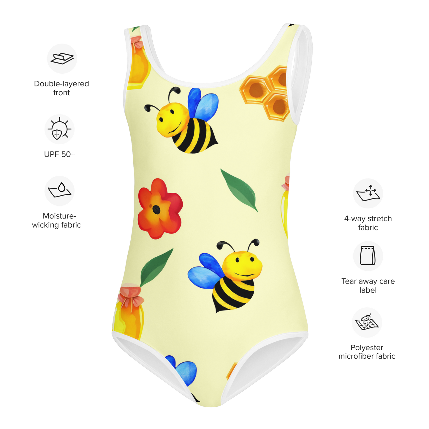 Barnbaddräkt – Söta Bin och Blommor