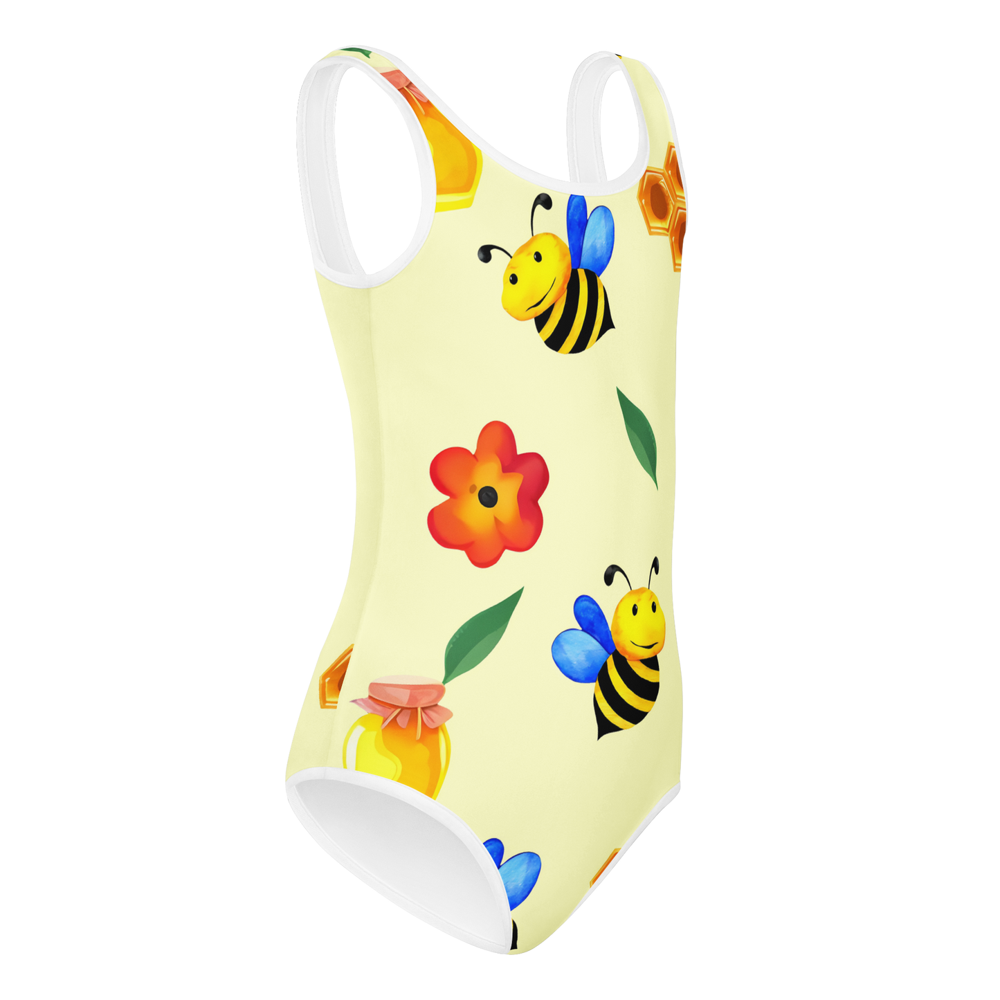 Barnbaddräkt – Söta Bin och Blommor