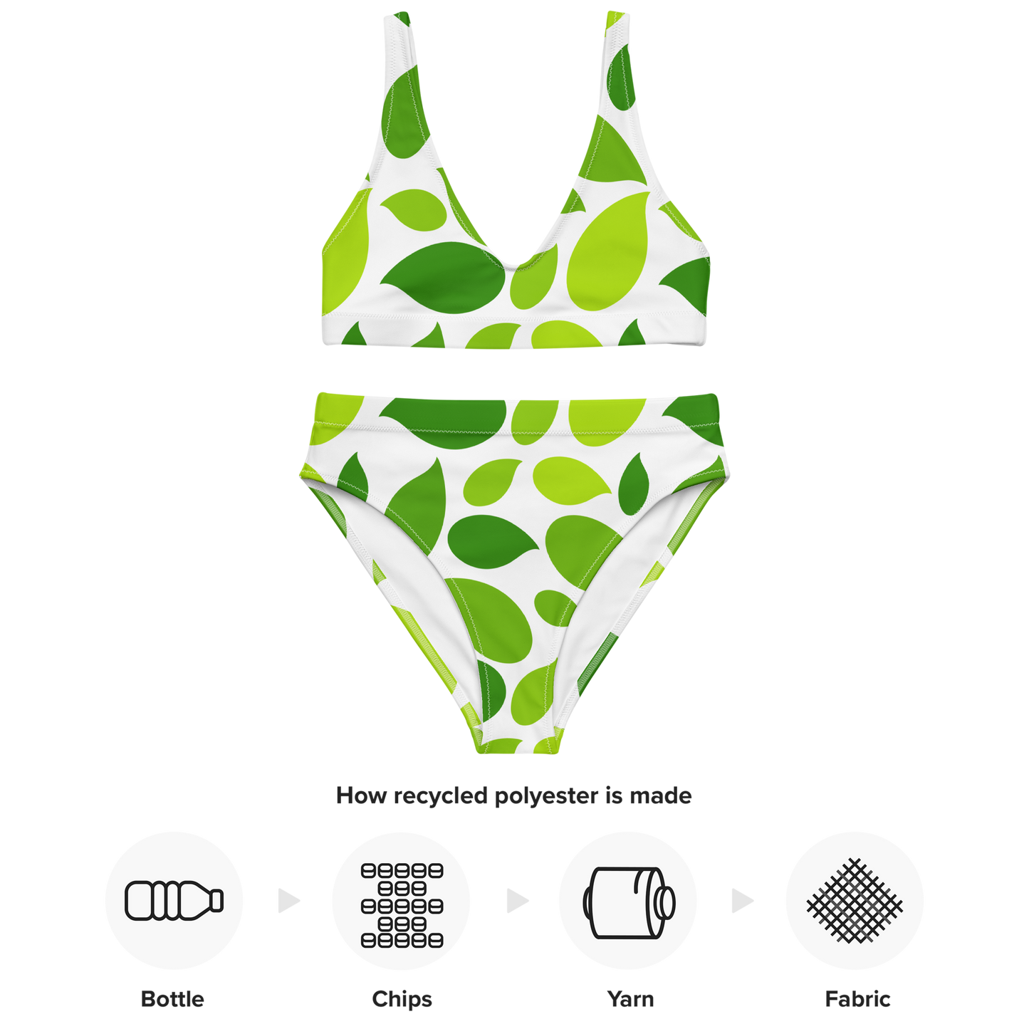 Återvunnen Högmidjad Bikini - Bladmotiv