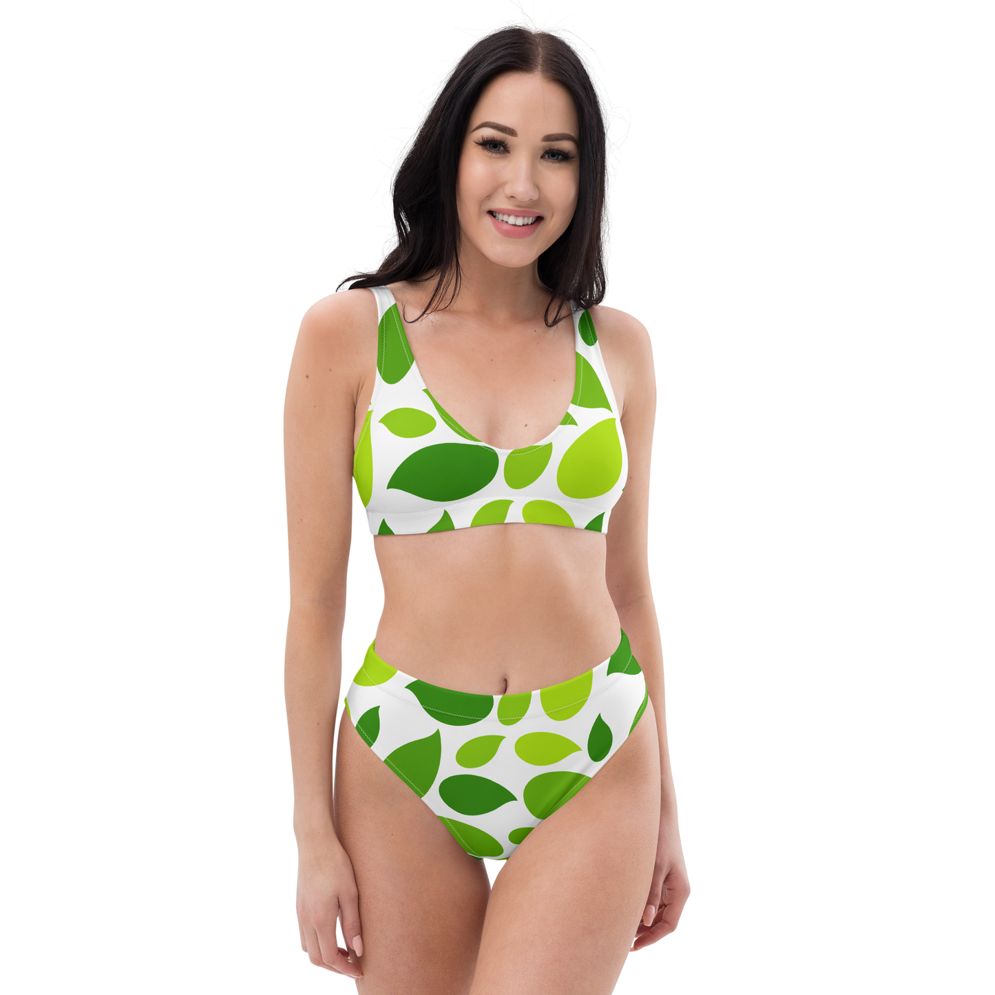 Återvunnen Högmidjad Bikini - Bladmotiv