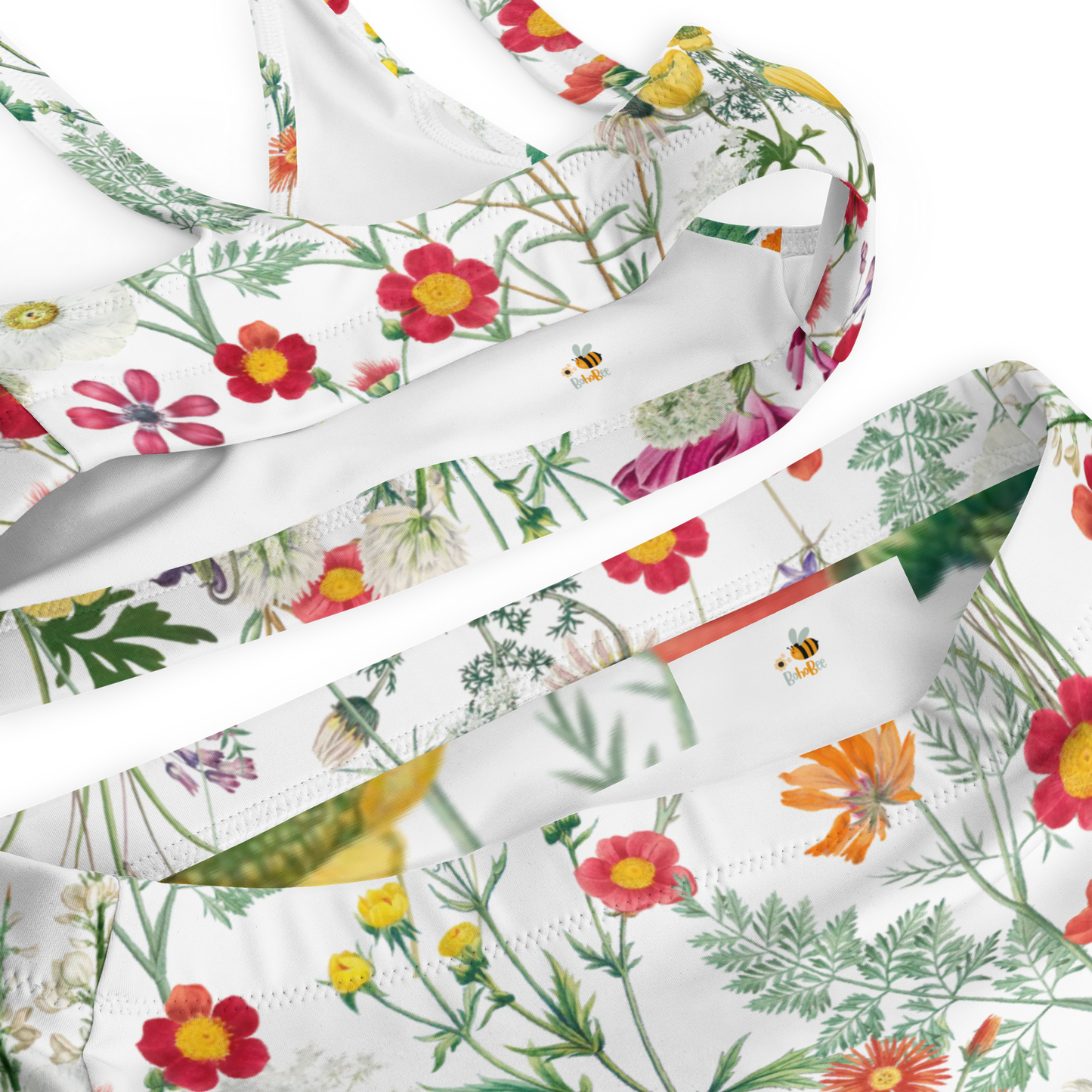 Återvunnen Högmidjad Bikini - Ängsblommor