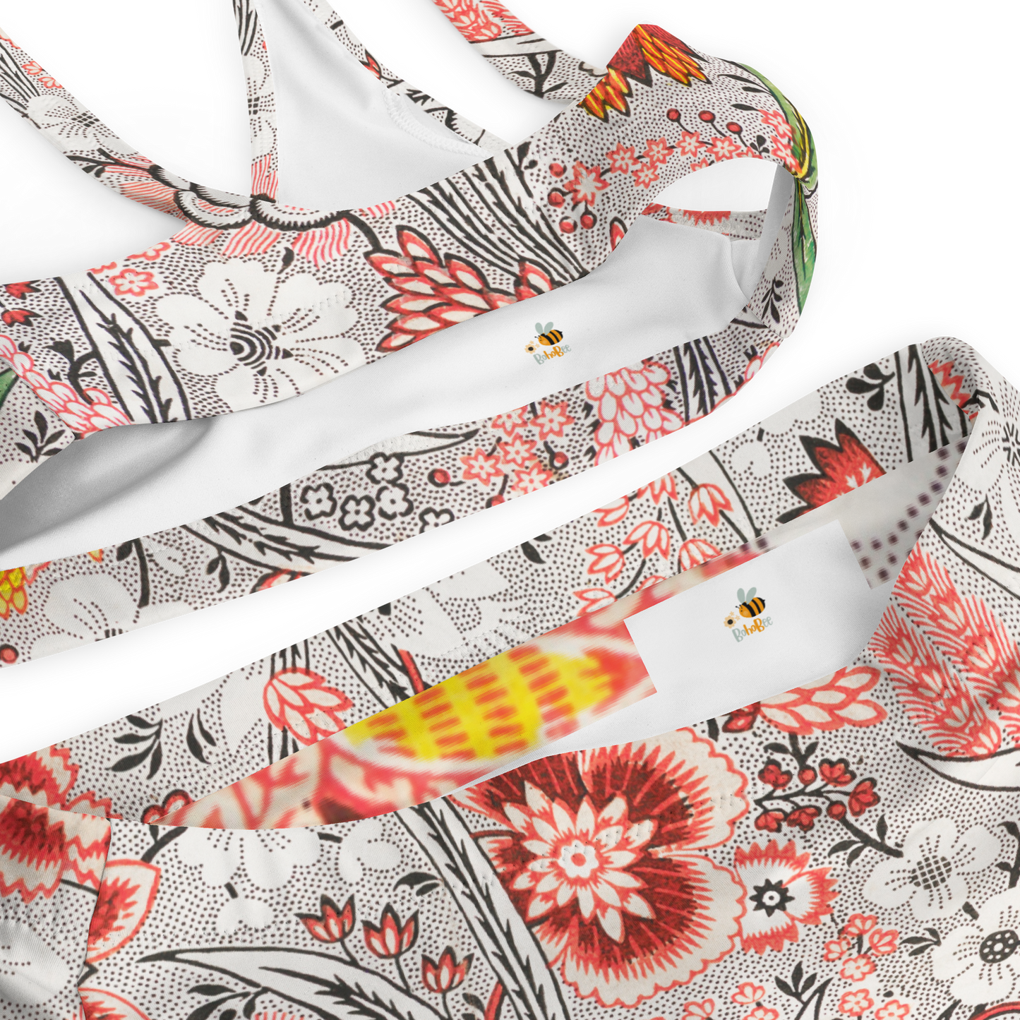 Återvunnen Högmidjad Bikini - Retroinspirerat Blommönster