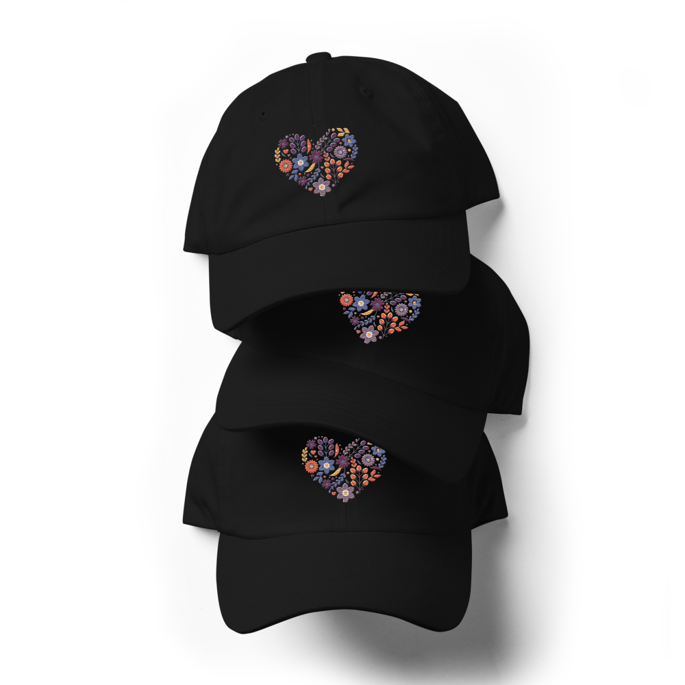 Basebollkeps - Blomsterhjärta (broderad)