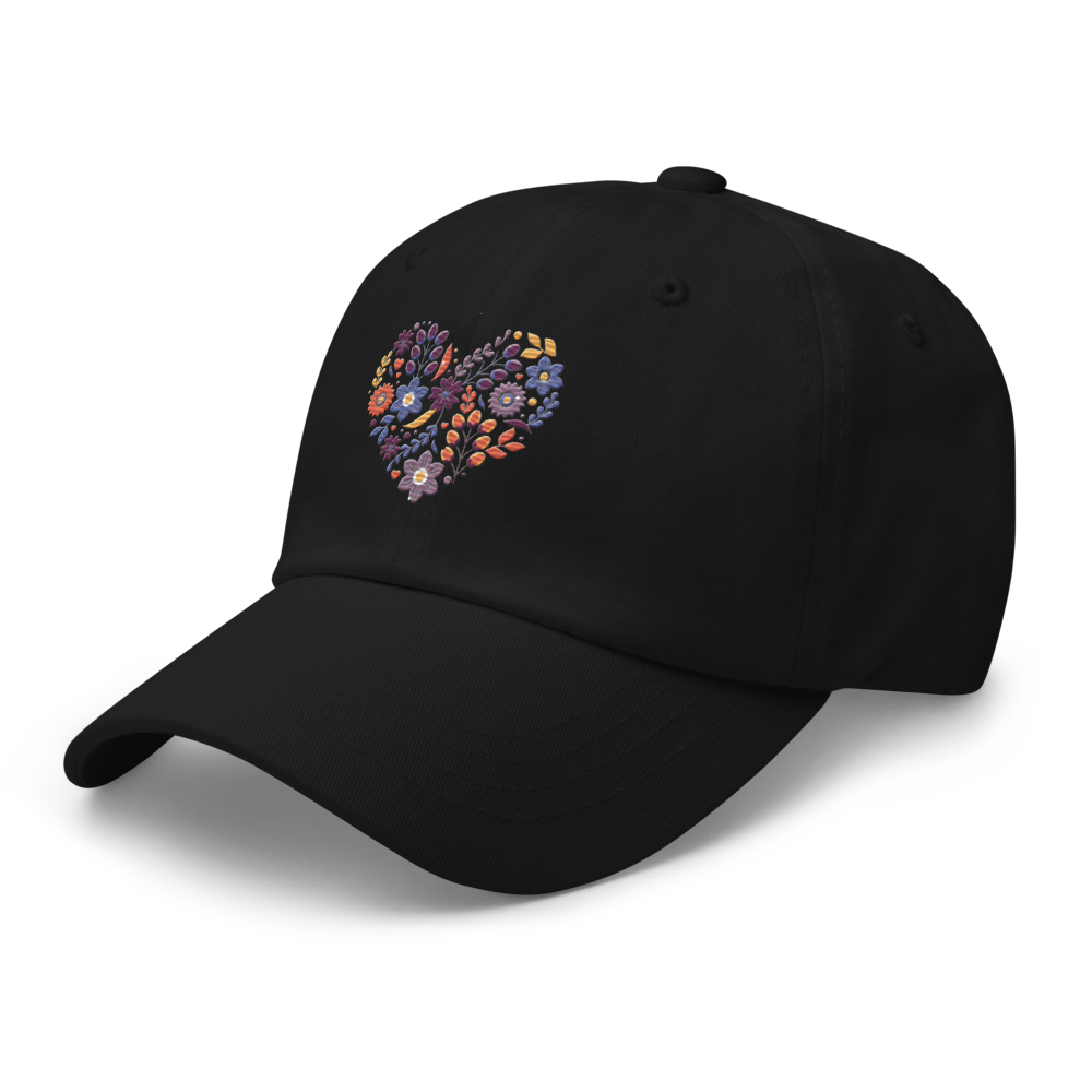 Basebollkeps - Blomsterhjärta (broderad)