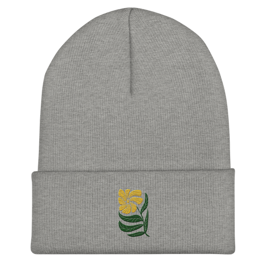 Uppvikt Mössa - Gulblomma (broderad)