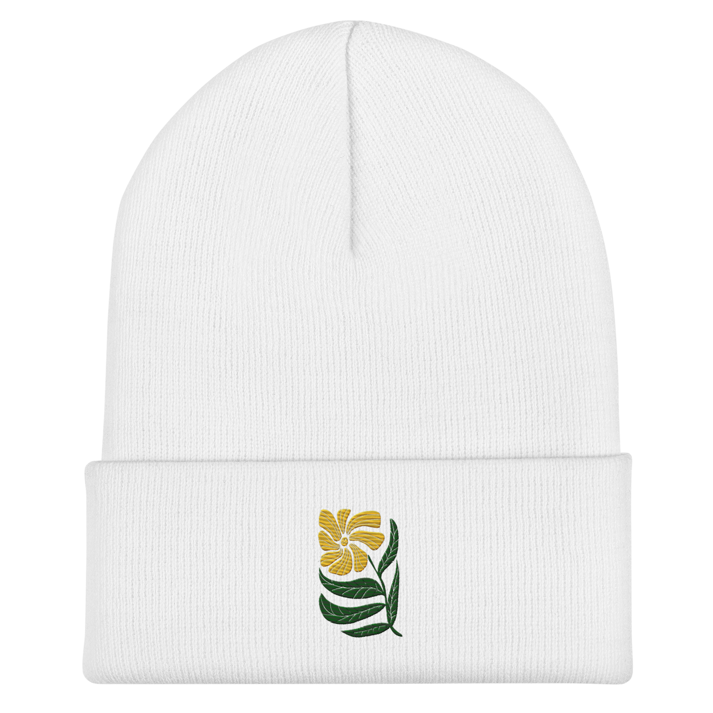 Uppvikt Mössa - Gulblomma (broderad)