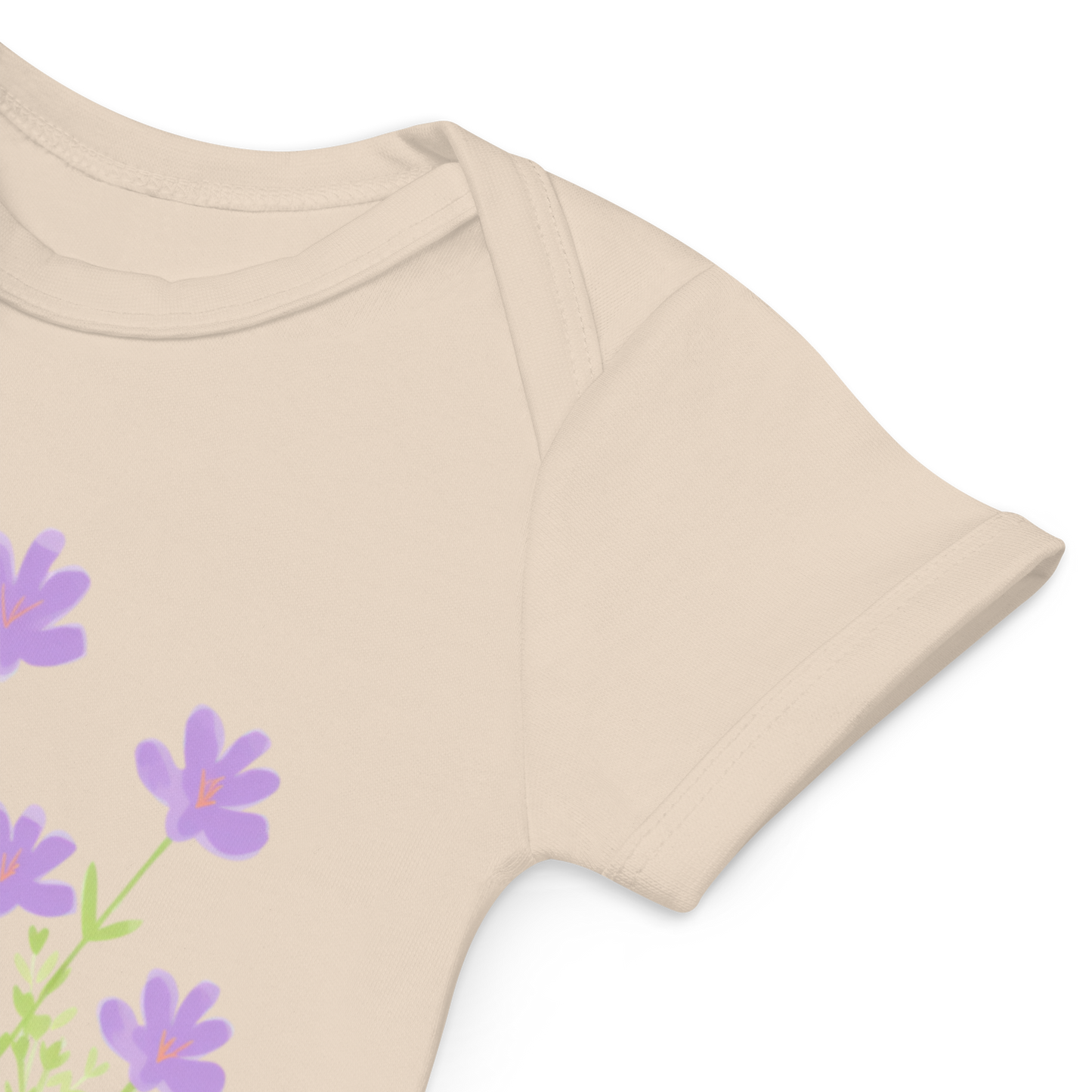 Ekologisk babybody - Lila Blommor