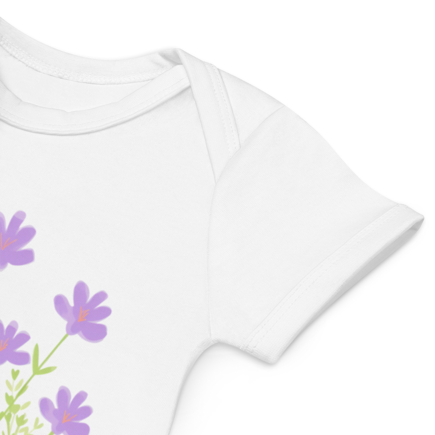 Ekologisk babybody - Lila Blommor