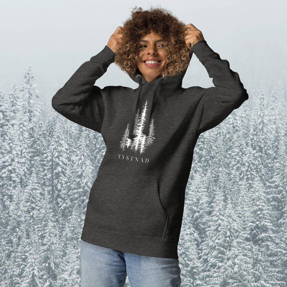Unisex Premium Hoodie – Skogsmotiv - Tystnad