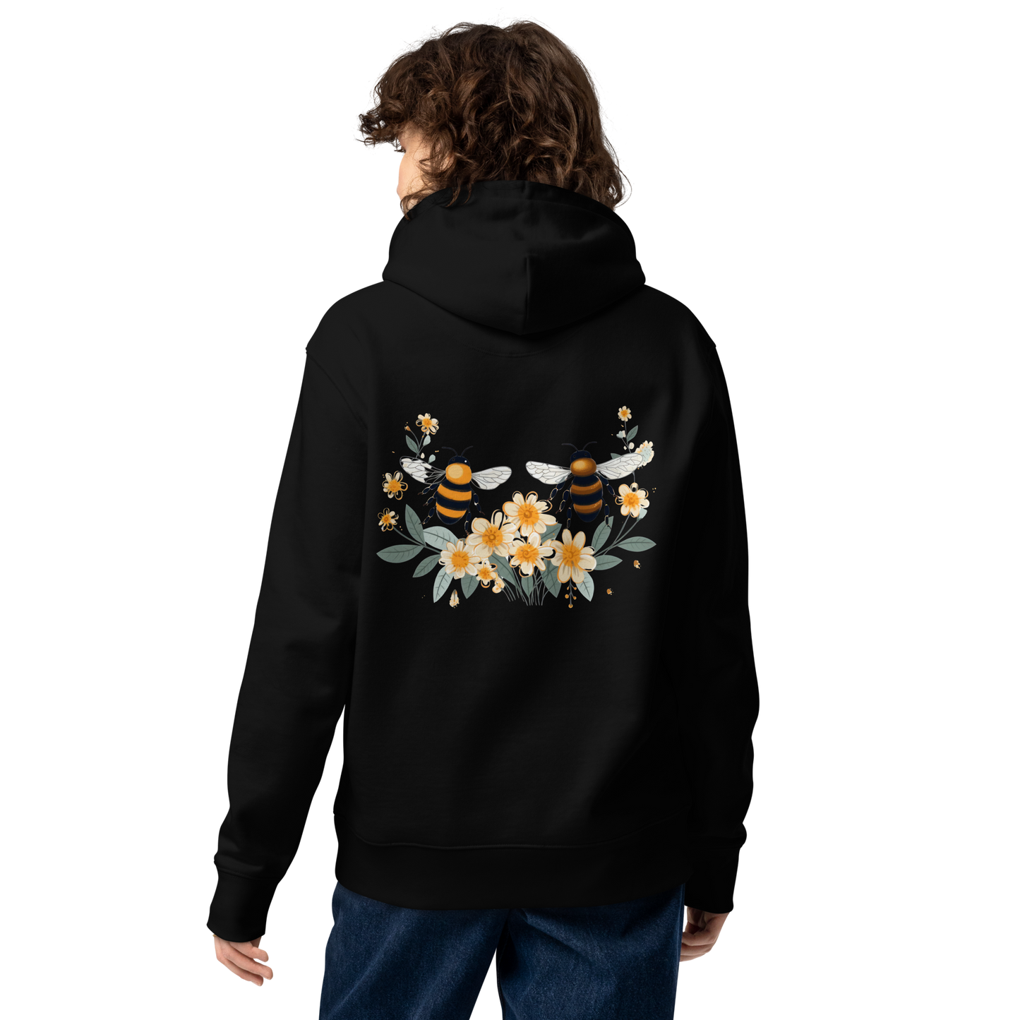 Unisex Essential Eco Hoodie - "Plantera Träd, Rädda Bin" (broderad på bröstet)