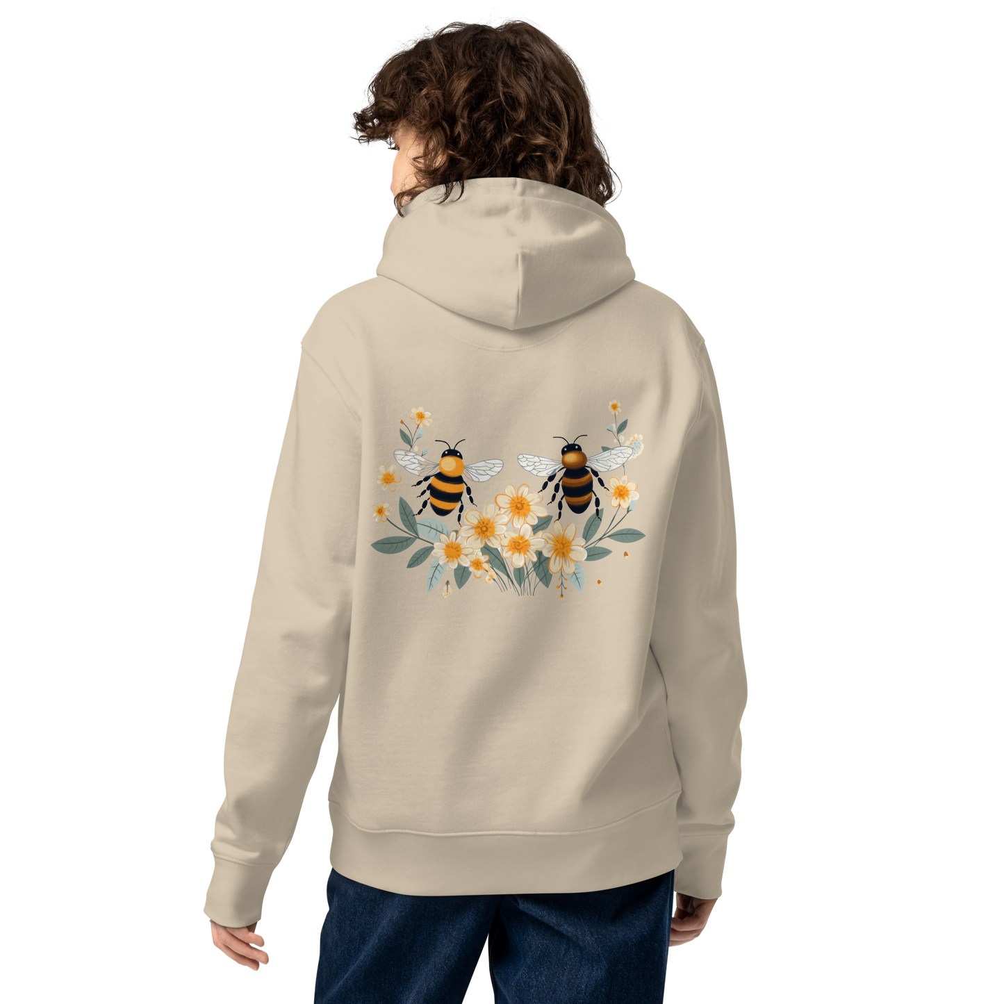 Unisex Essential Eco Hoodie - "Plantera Träd, Rädda Bin" (broderad på bröstet)