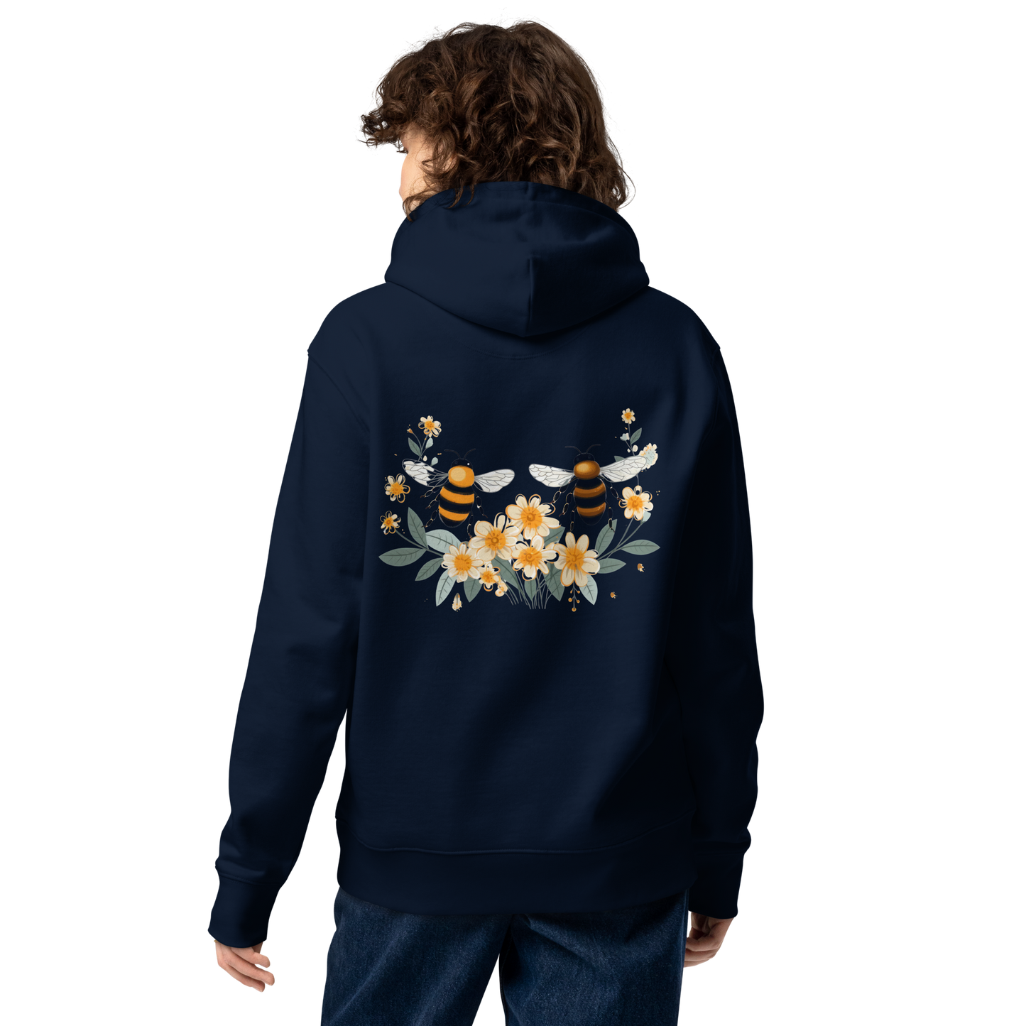 Unisex Essential Eco Hoodie - "Plantera Träd, Rädda Bin" (broderad på bröstet)