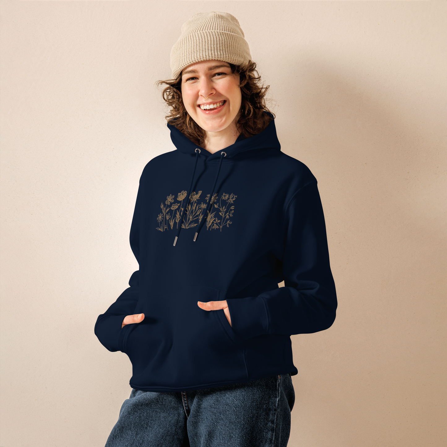 Unisex Essential Eco Hoodie – Broderade Blommor