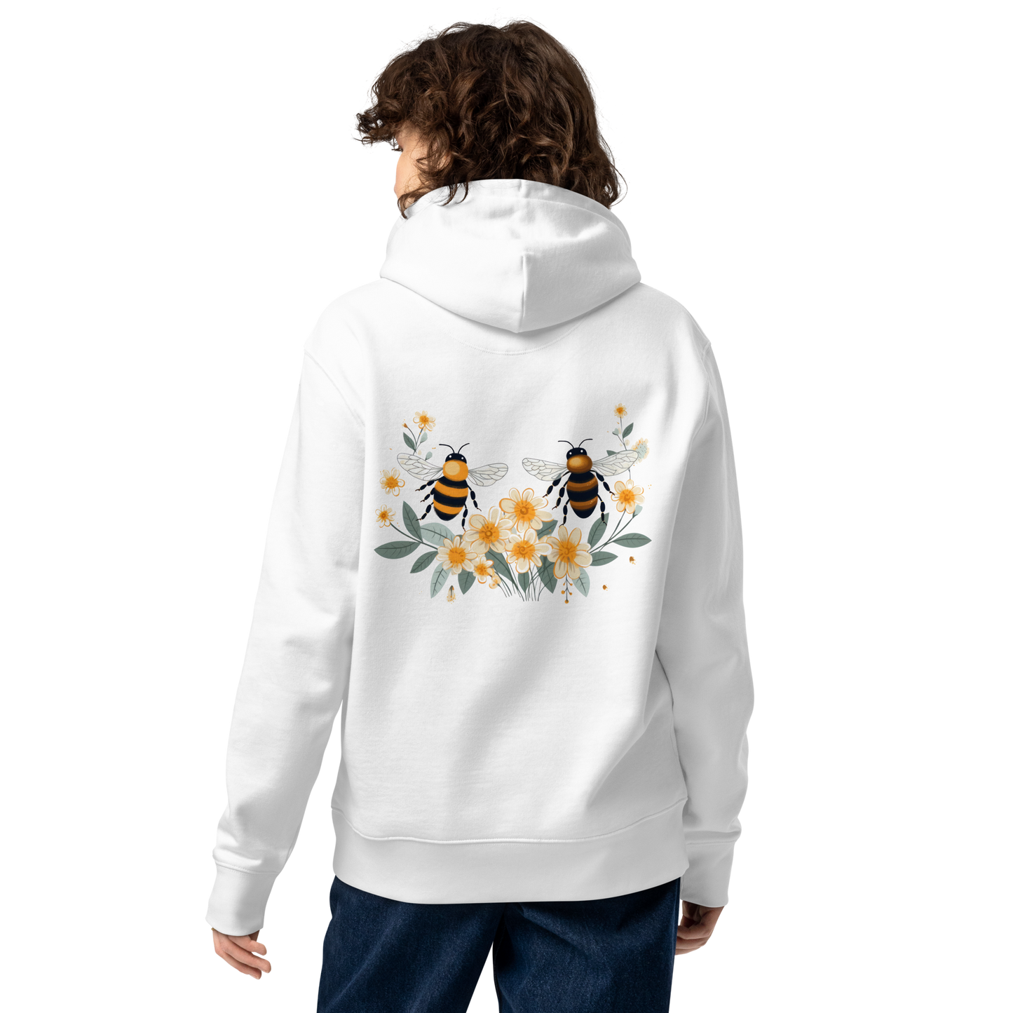 Unisex Essential Eco Hoodie - "Plantera Träd, Rädda Bin" (broderad på bröstet)