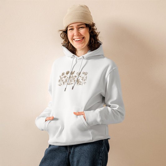Unisex Essential Eco Hoodie – Broderade Blommor