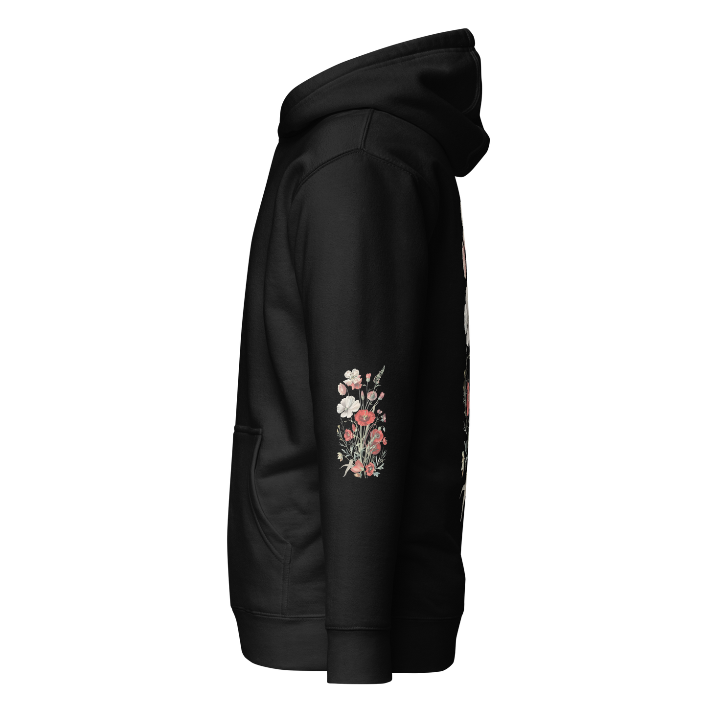 Unisex Premium Hoodie – Vilda Blommor i Rött