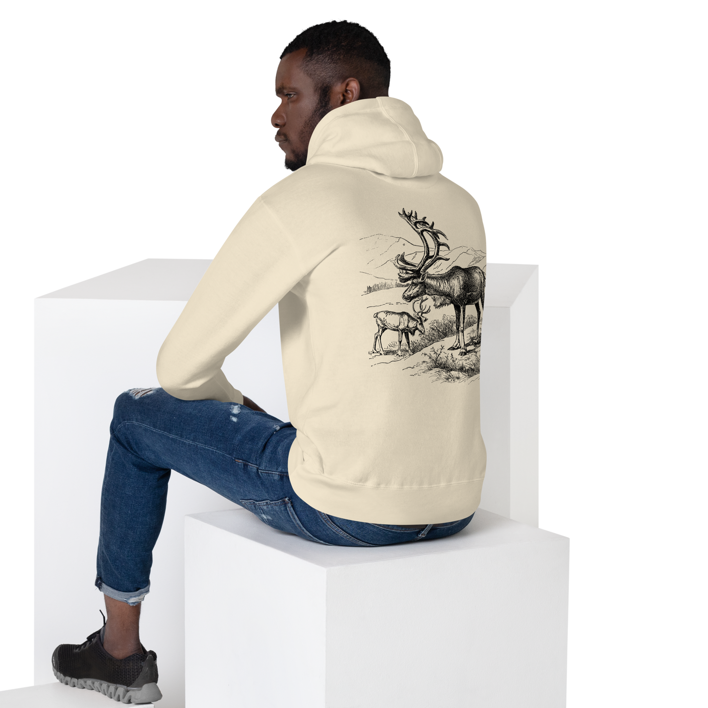 Unisex Premium Hoodie – Fjällrenar i Stillhet