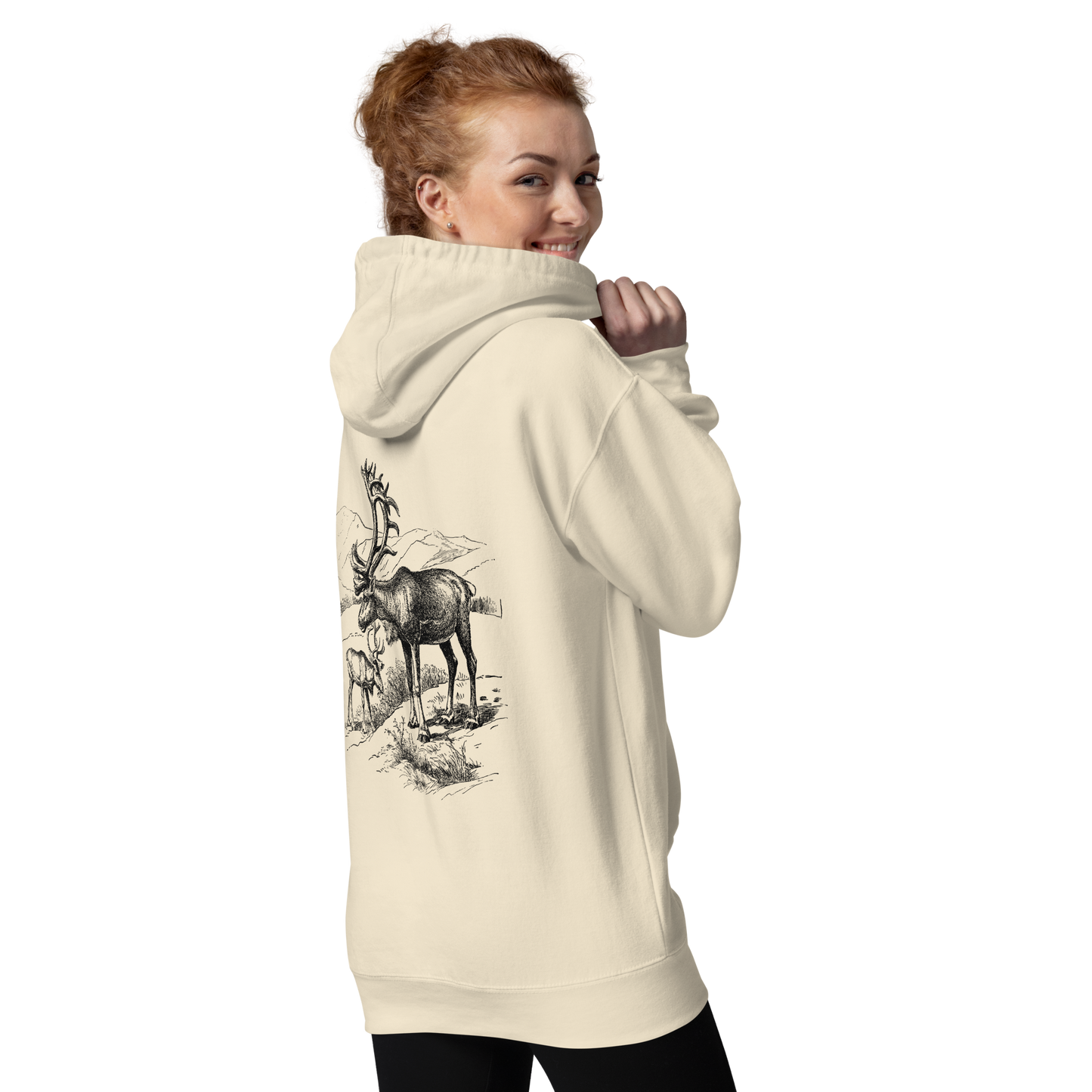 Unisex Premium Hoodie – Fjällrenar i Stillhet