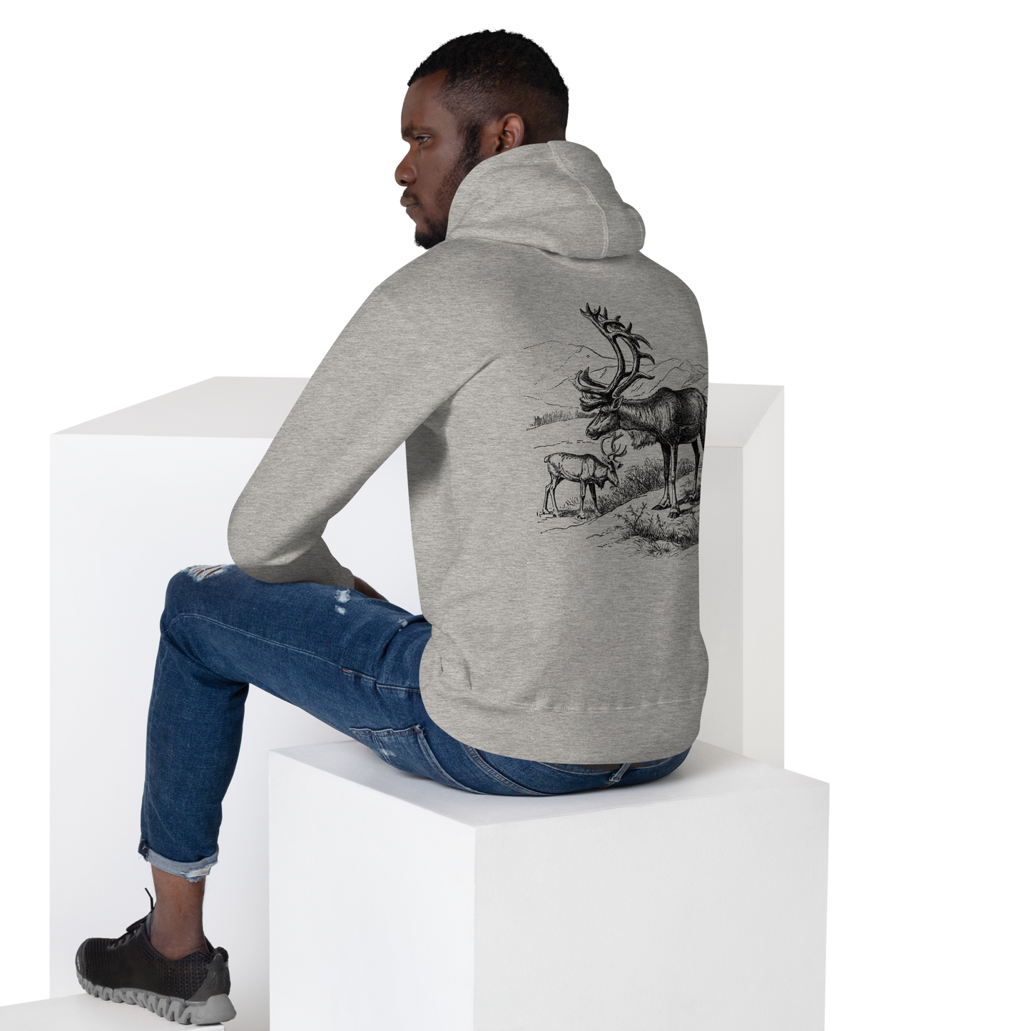 Unisex Premium Hoodie – Fjällrenar i Stillhet