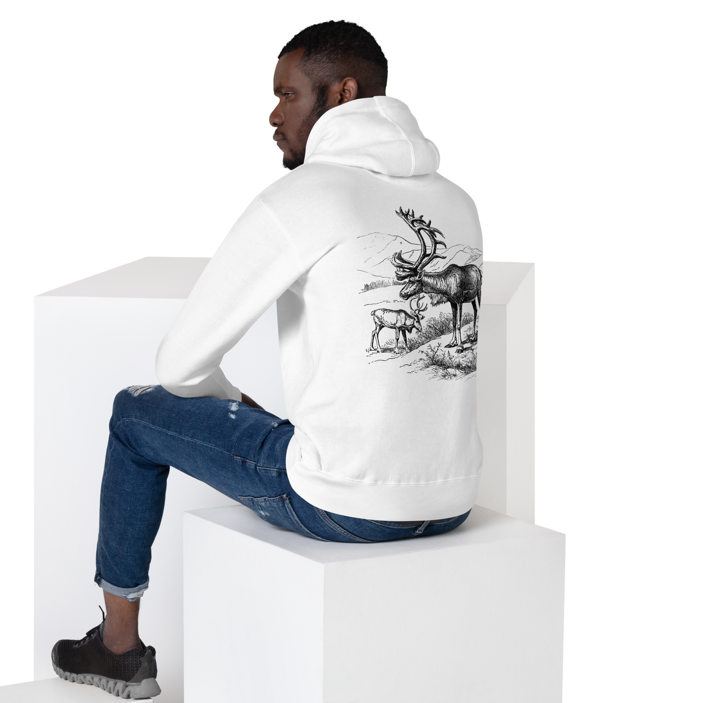 Unisex Premium Hoodie – Fjällrenar i Stillhet