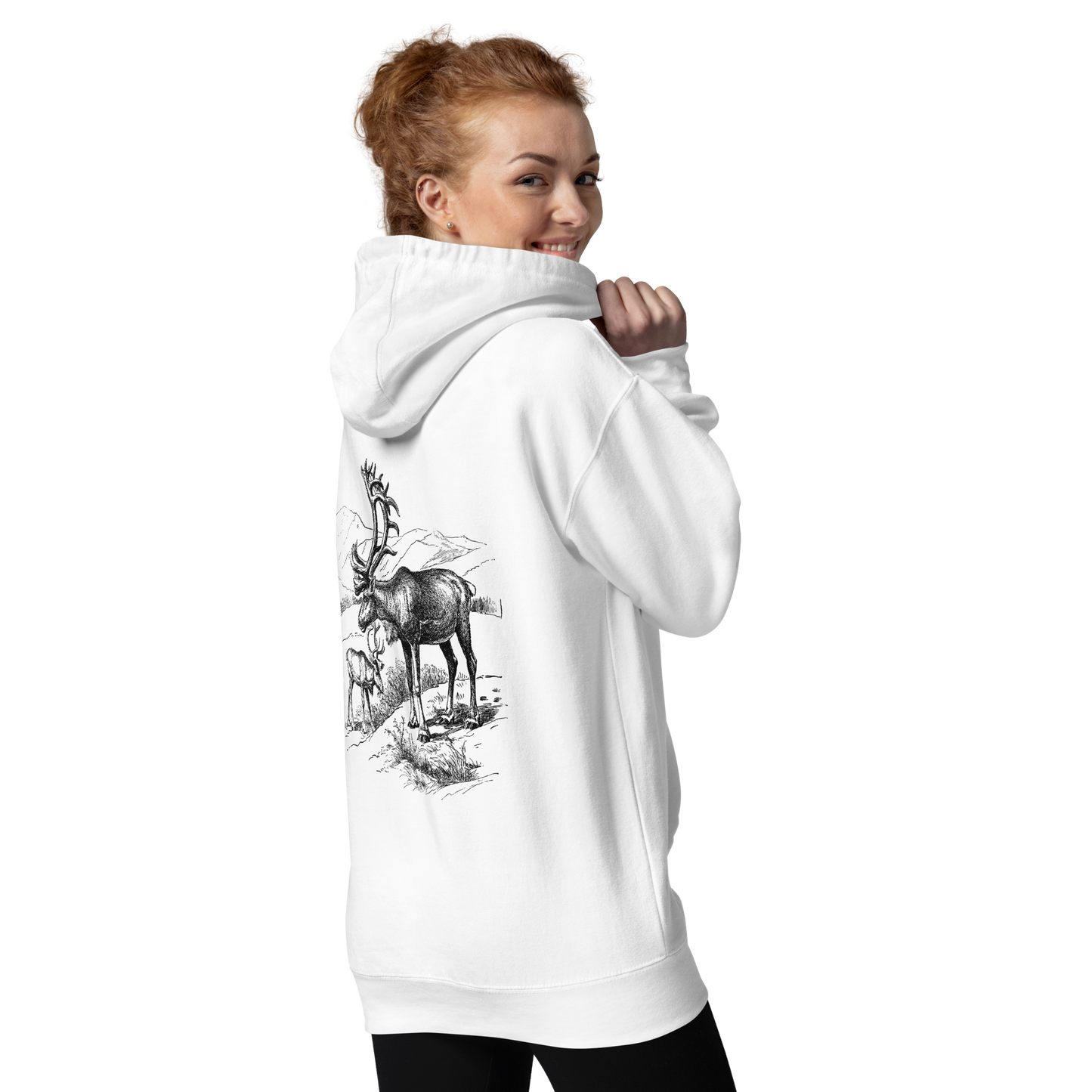 Unisex Premium Hoodie – Fjällrenar i Stillhet