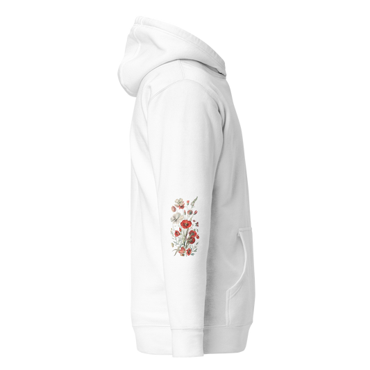 Unisex Premium Hoodie – Vilda Blommor i Rött