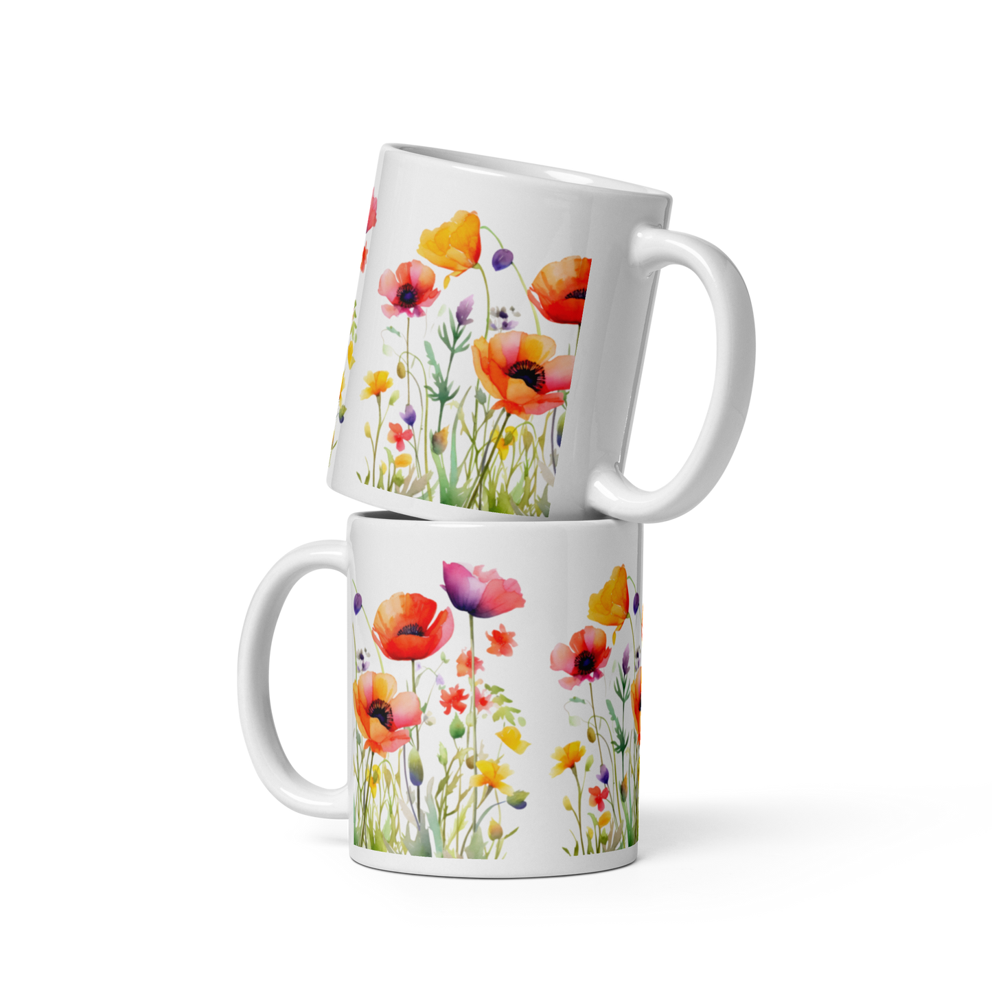 Vit Blank Mugg - Ängsblommor