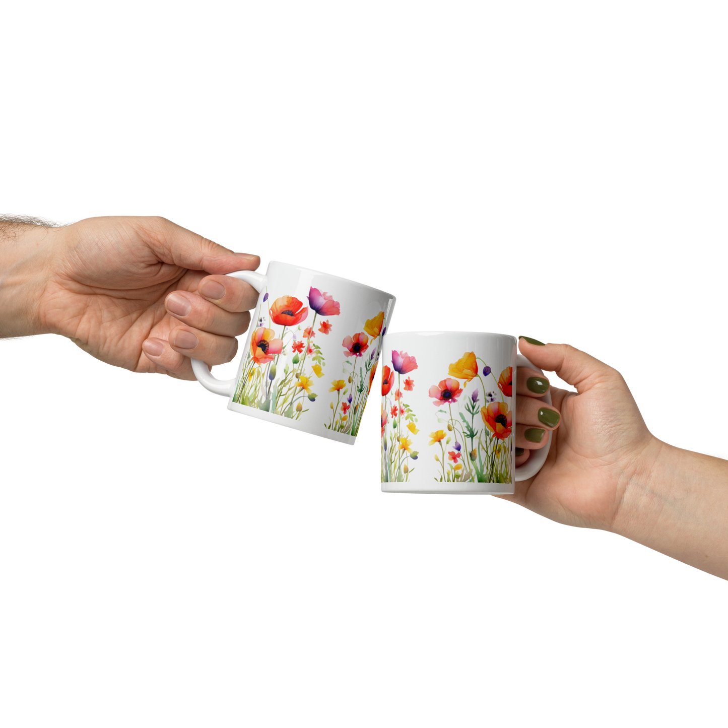 Vit Blank Mugg - Ängsblommor