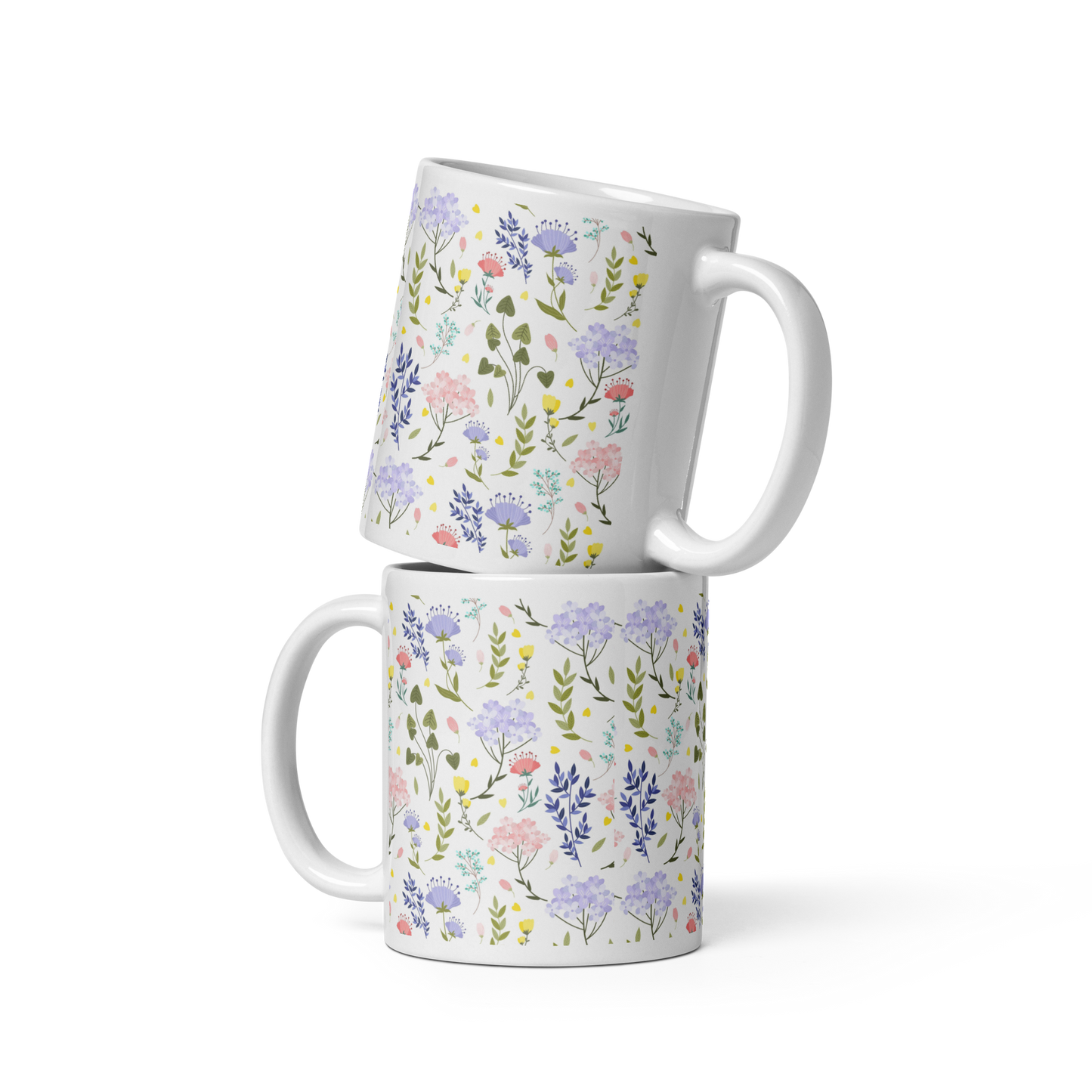 Vit Blank Mugg - Små Sommarblommor