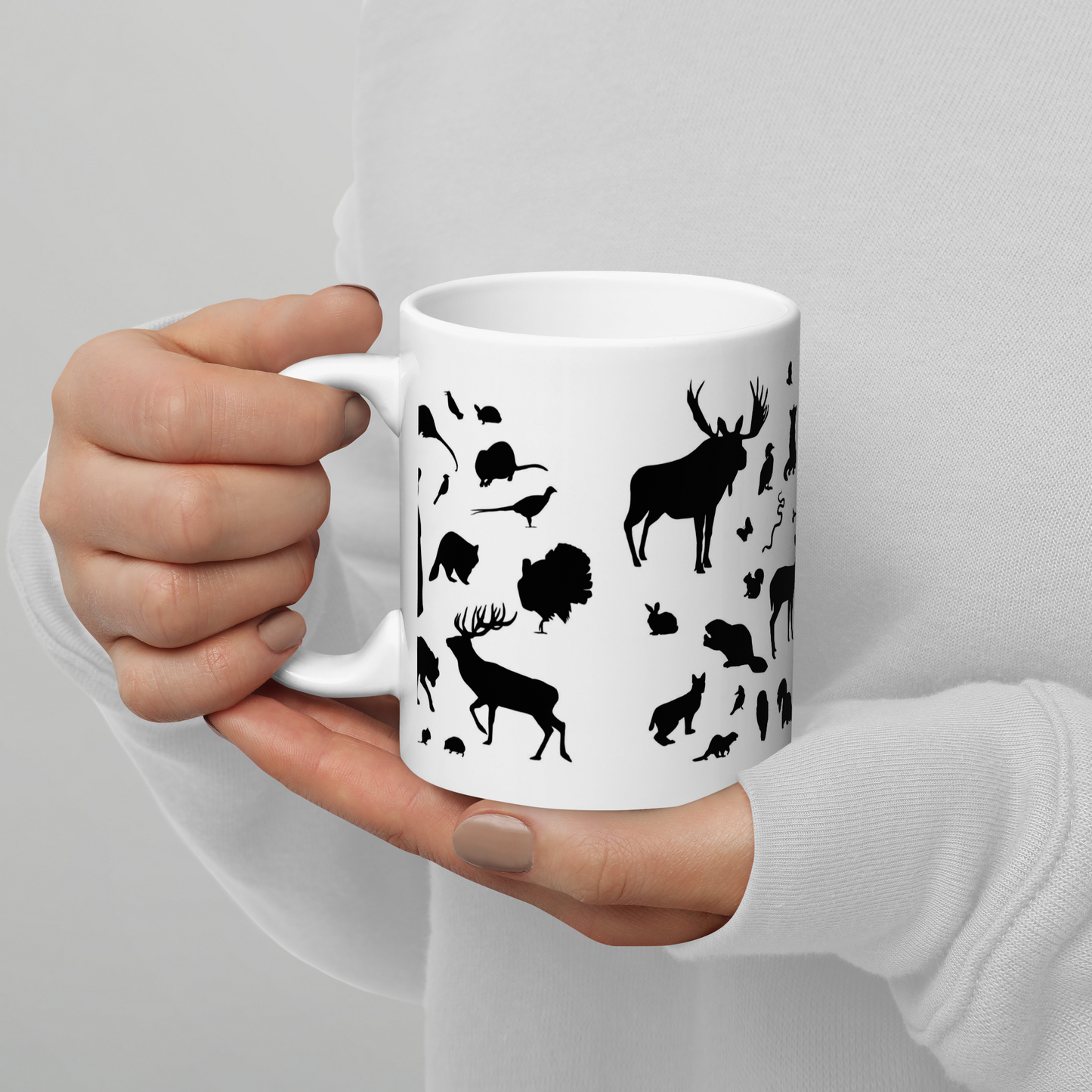 Vit Blank Mugg - Djursiluetter