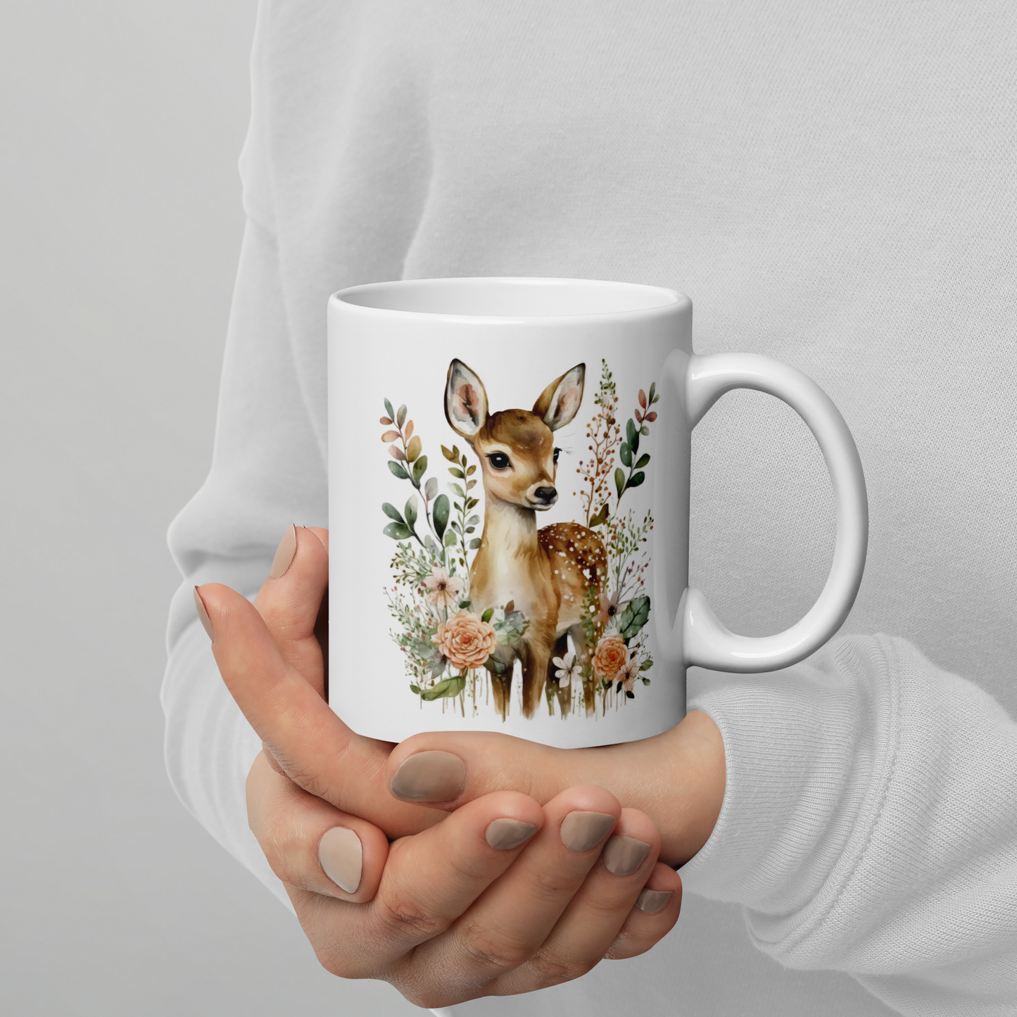 Vit Blank Mugg - Sött Rådjur