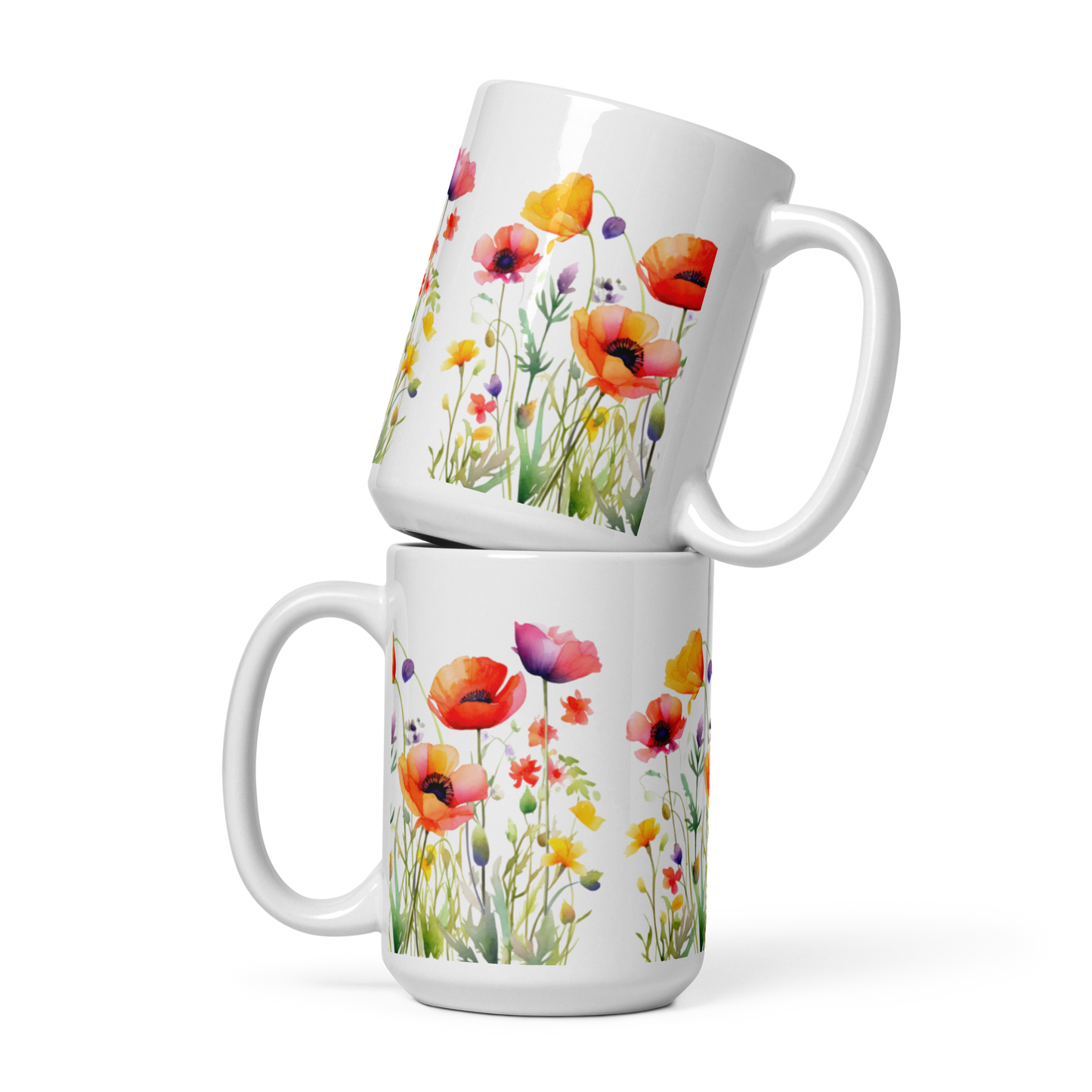 Vit Blank Mugg - Ängsblommor