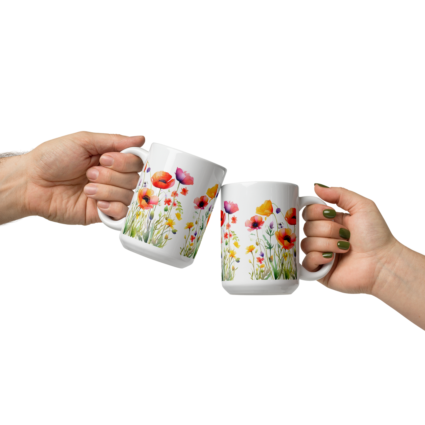 Vit Blank Mugg - Ängsblommor